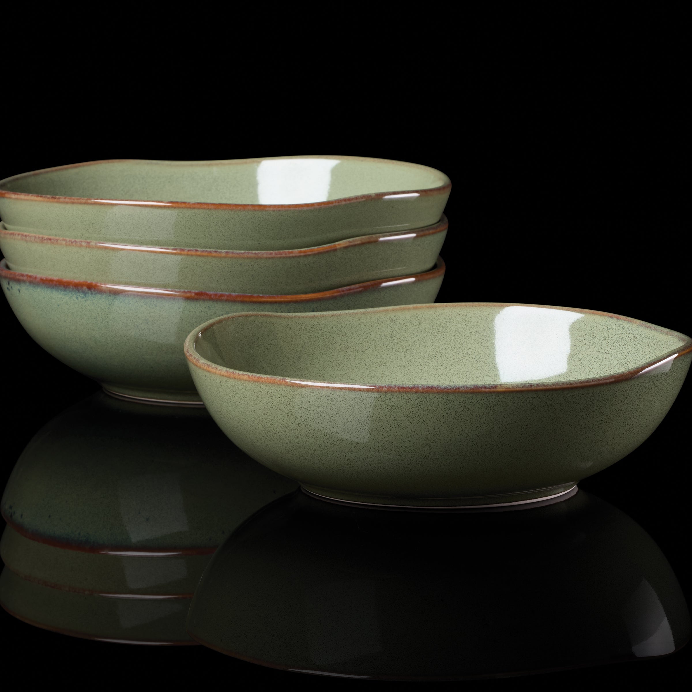 Organic Shades Sage Green Pasta Bowls. Set of 4 - Image 5