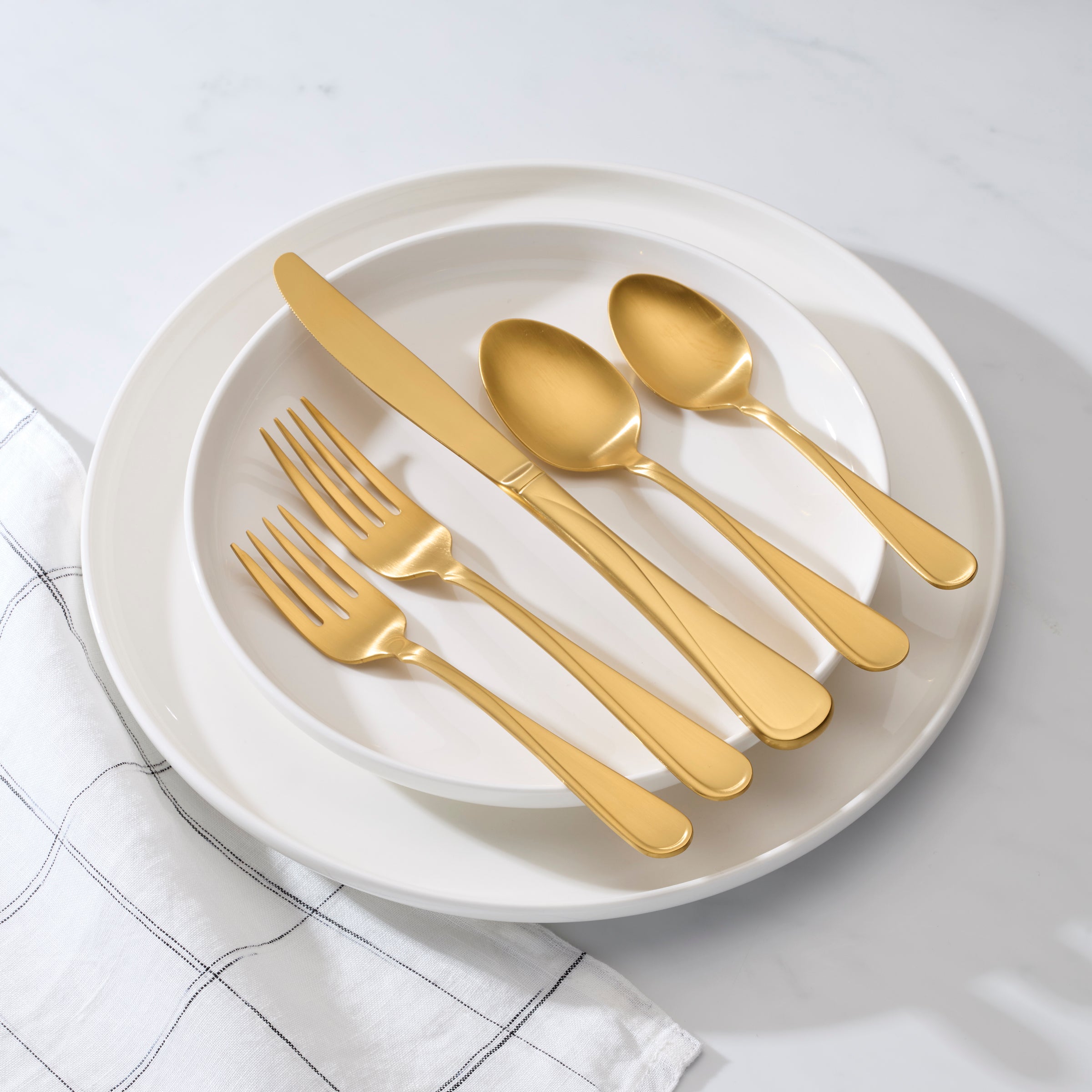 Flight Gold Satin 20-Piece Flatware Set - Image 3