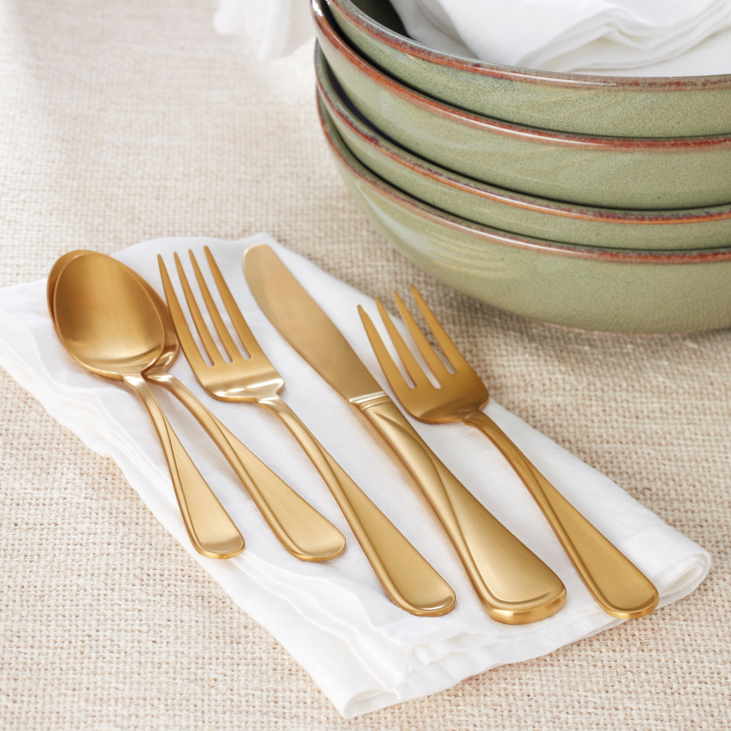 Flight Gold Satin 20-Piece Flatware Set - Image 4