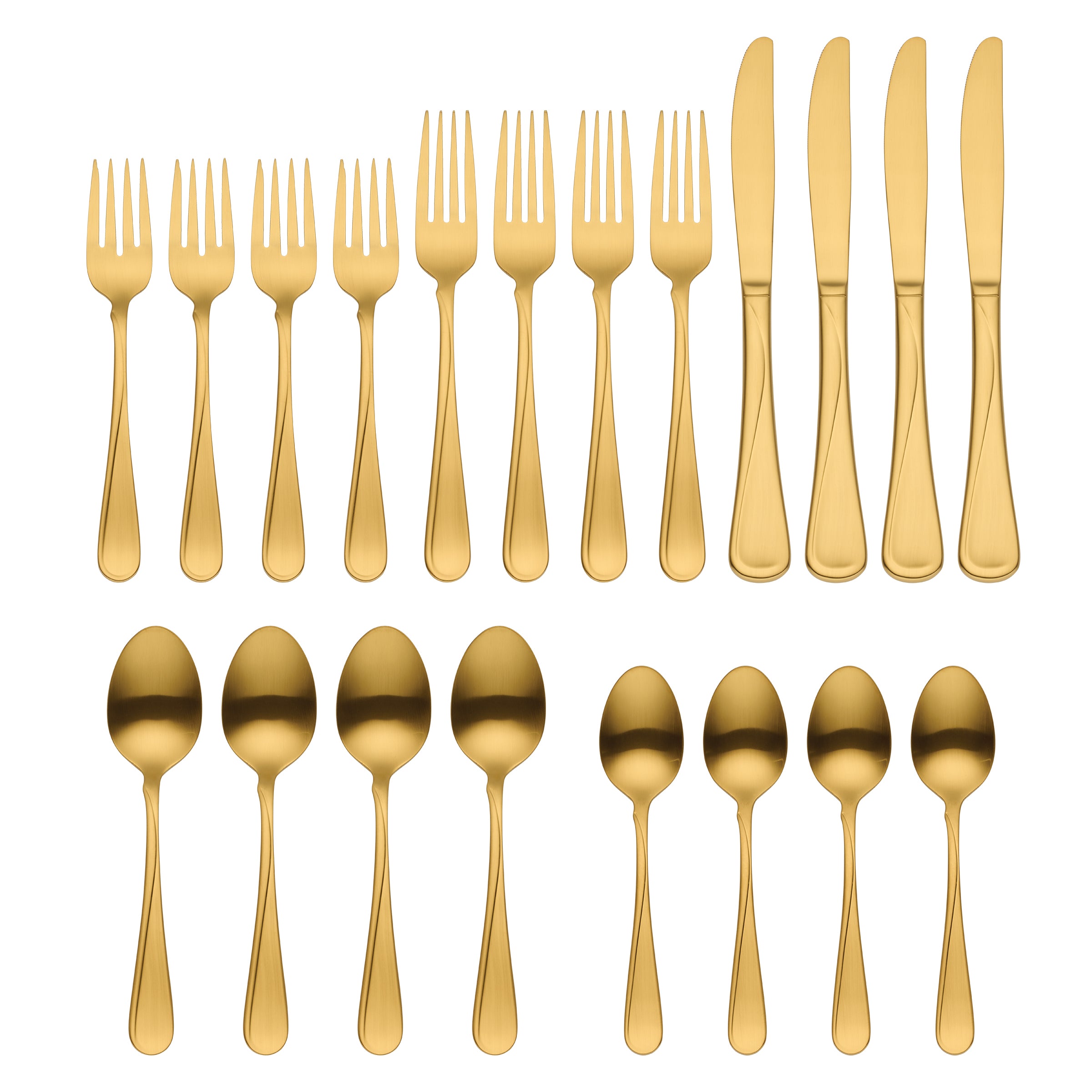 Flight Gold Satin 20-Piece Flatware Set - Image 2