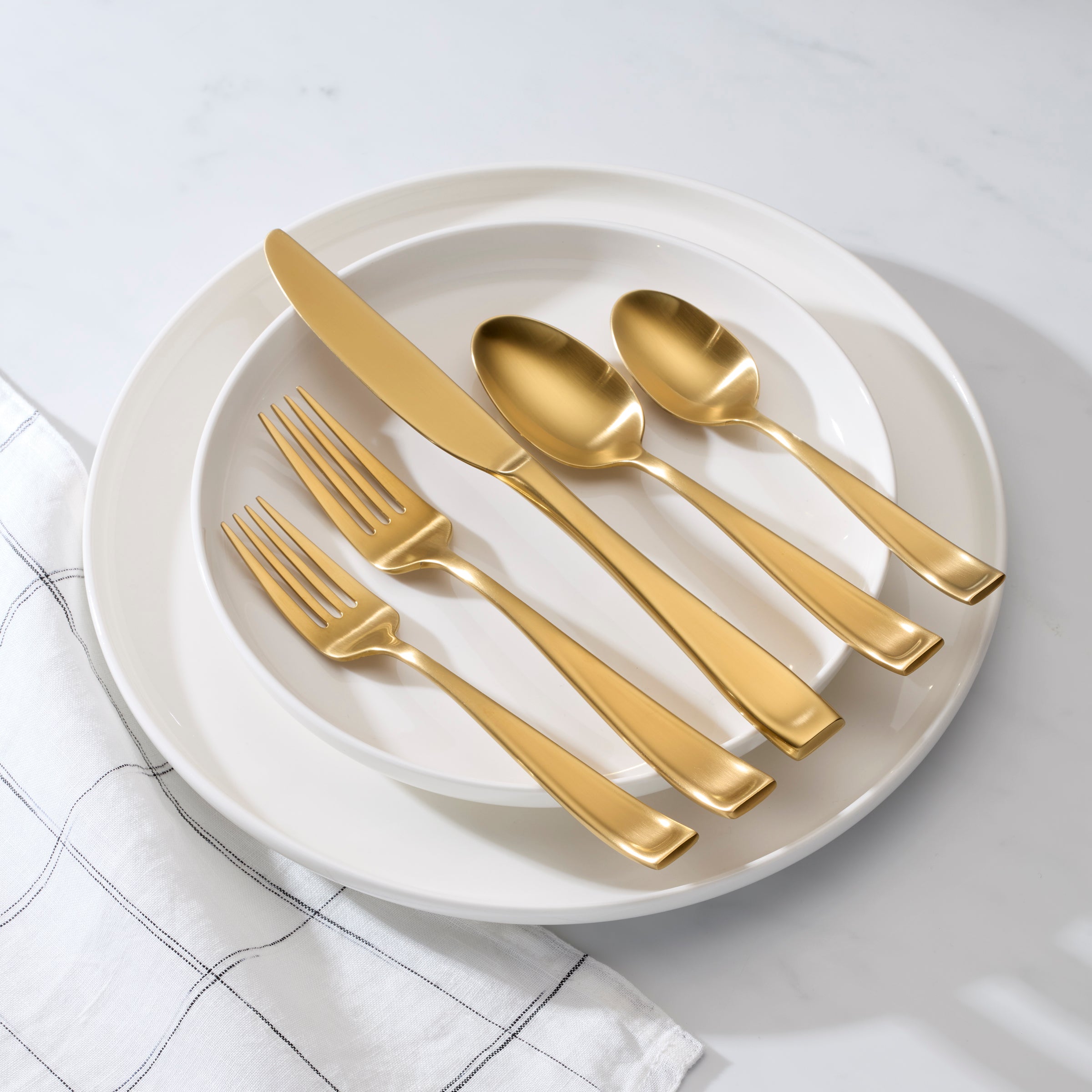 Moda Gold Satin 20-Piece Flatware Set - Image 4