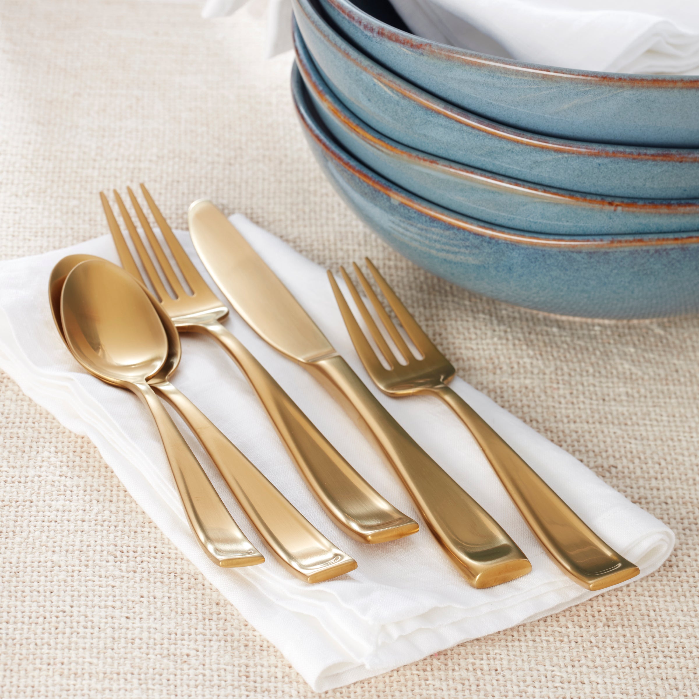 Moda Gold Satin 20-Piece Flatware Set - Image 3