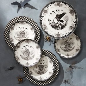 Alternative view of Haunted Village Accent Plates. Set of 4 Assorted