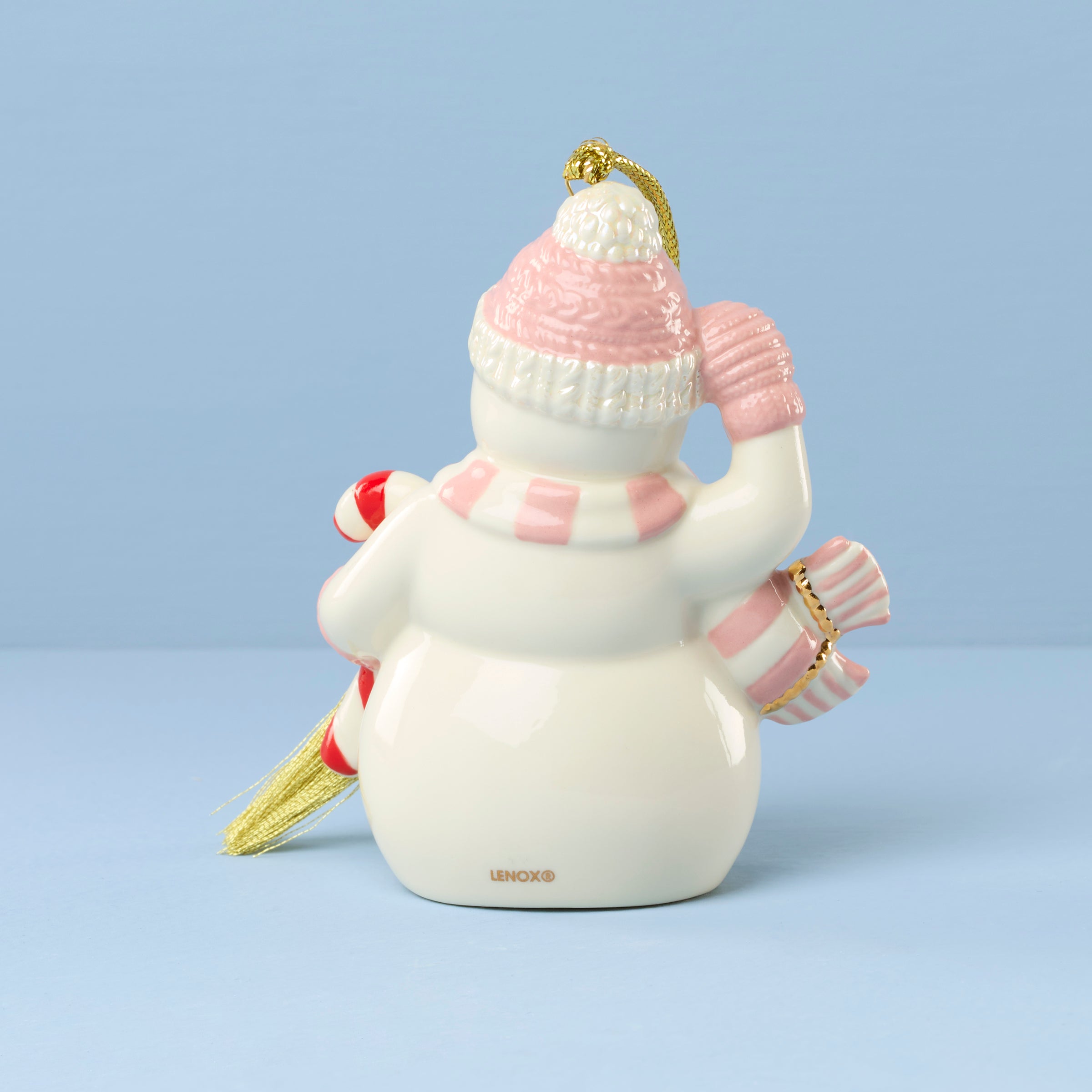 Personalized Winter Snowman Pink Ornament - Image 2