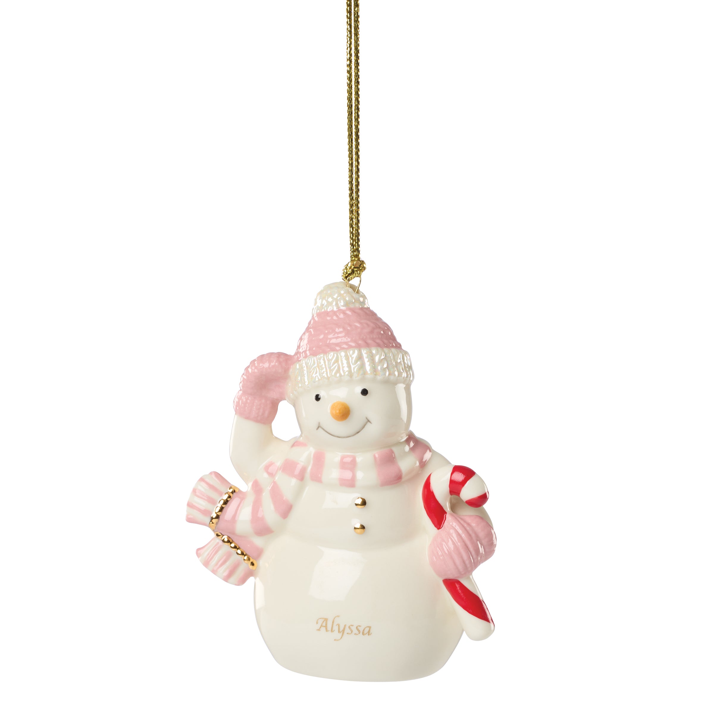 Personalized Winter Snowman Pink Ornament - Image 3