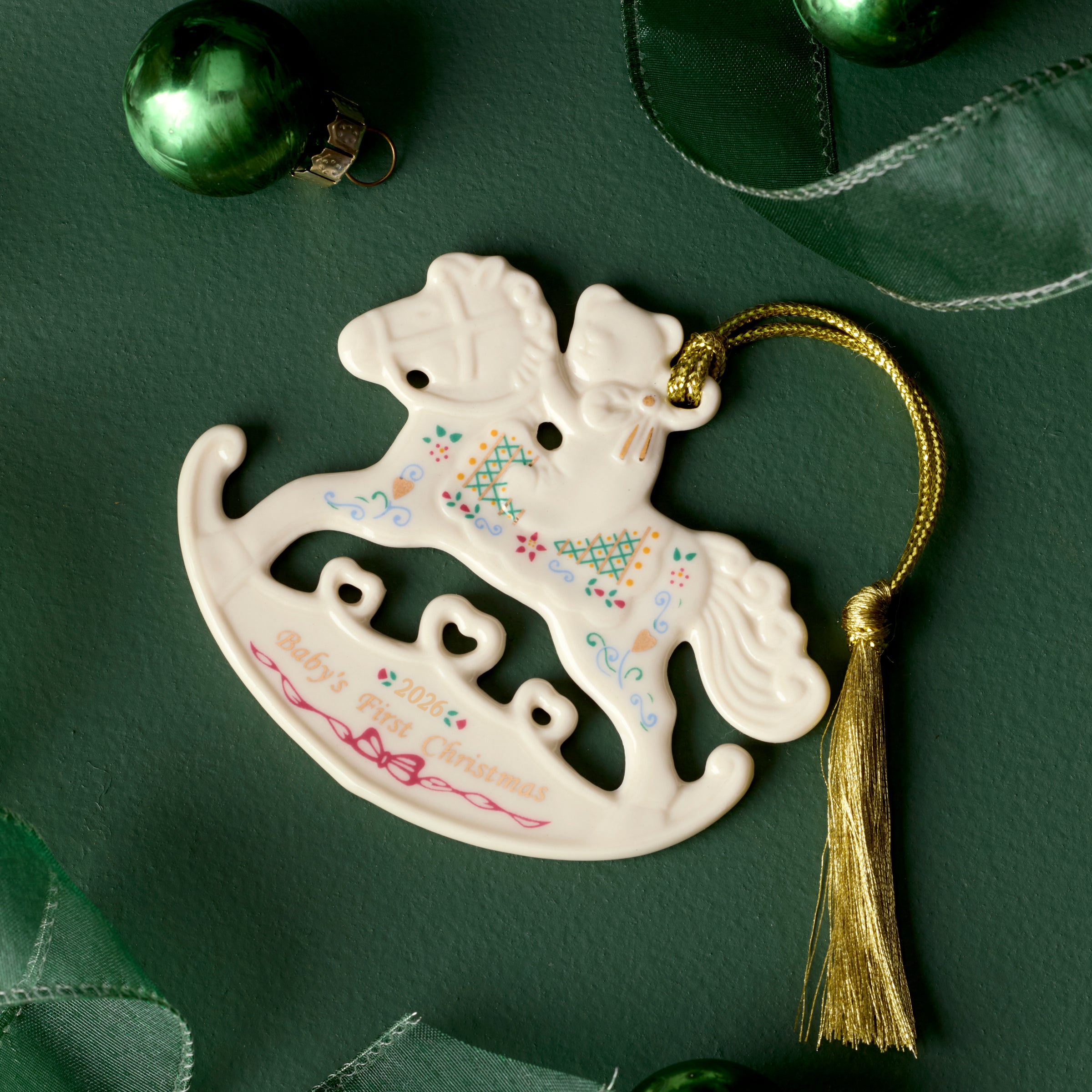 2026 Baby's 1st Christmas Rocking Horse Ornament - Image 2