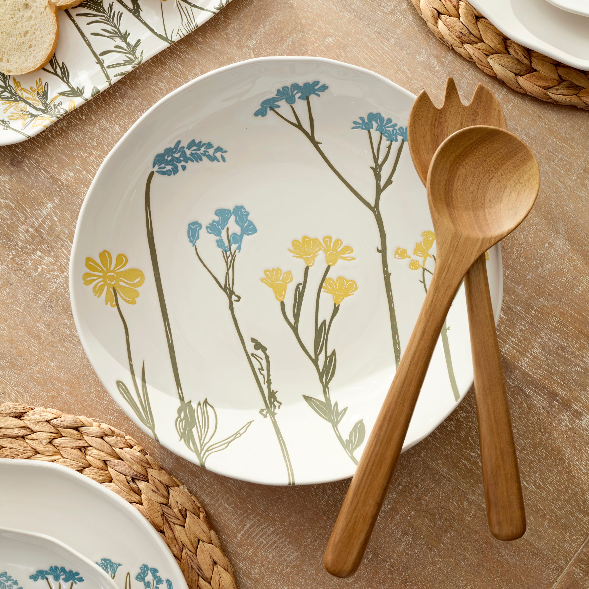 Wildflowers Salad Bowl with Servers - Image 2