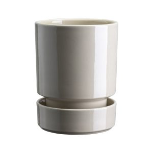 Hoff Glazed Sandstone 12cm Pot with Saucer