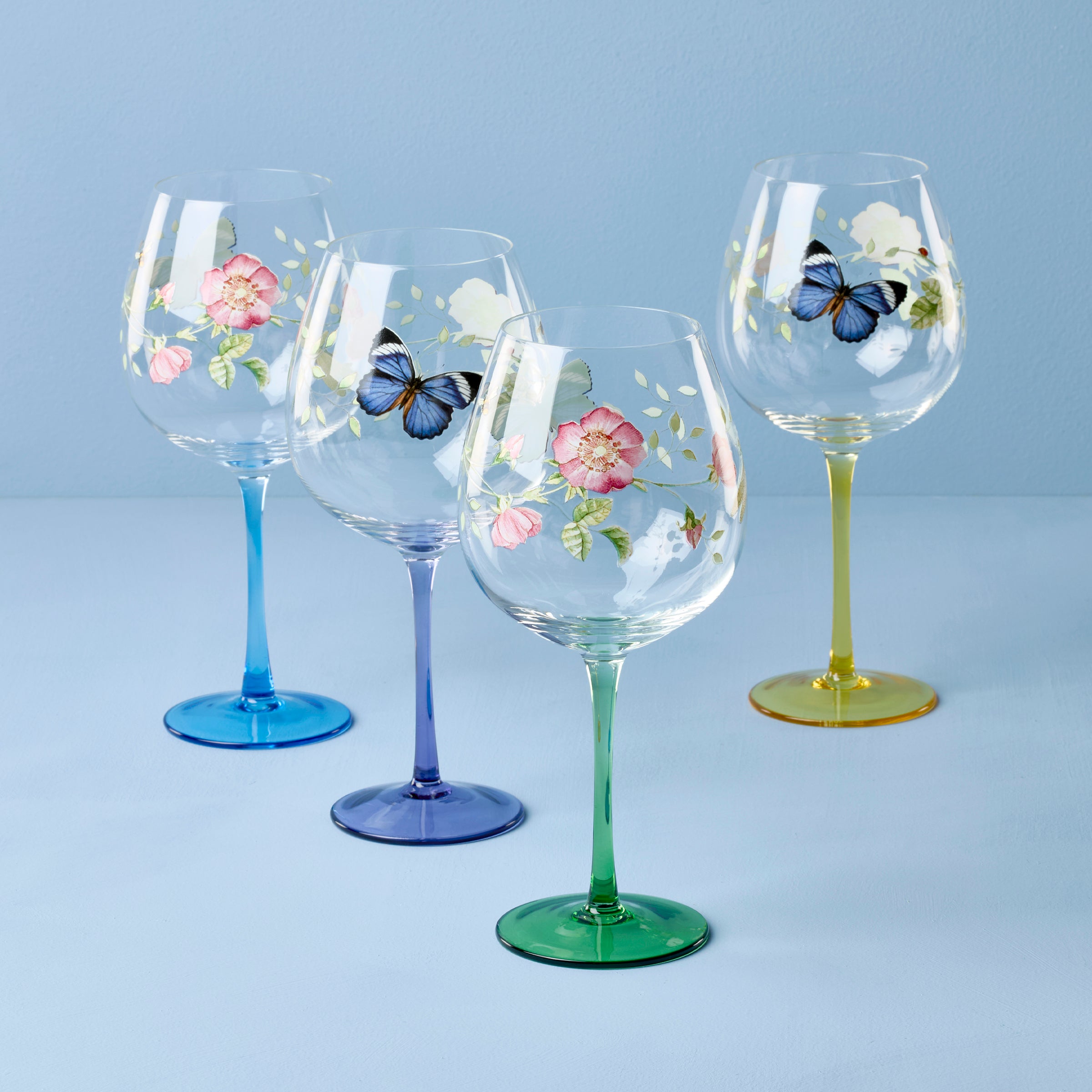 Butterfly Meadow Balloon Wine Glasses. Set of 4. Assorted - Image 2