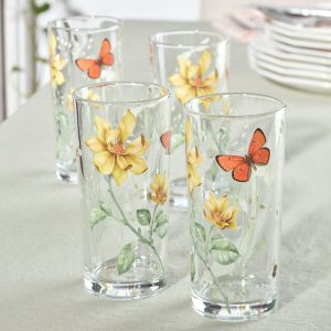 Alternative view of Butterfly Meadow Decal Highball. Set of 4