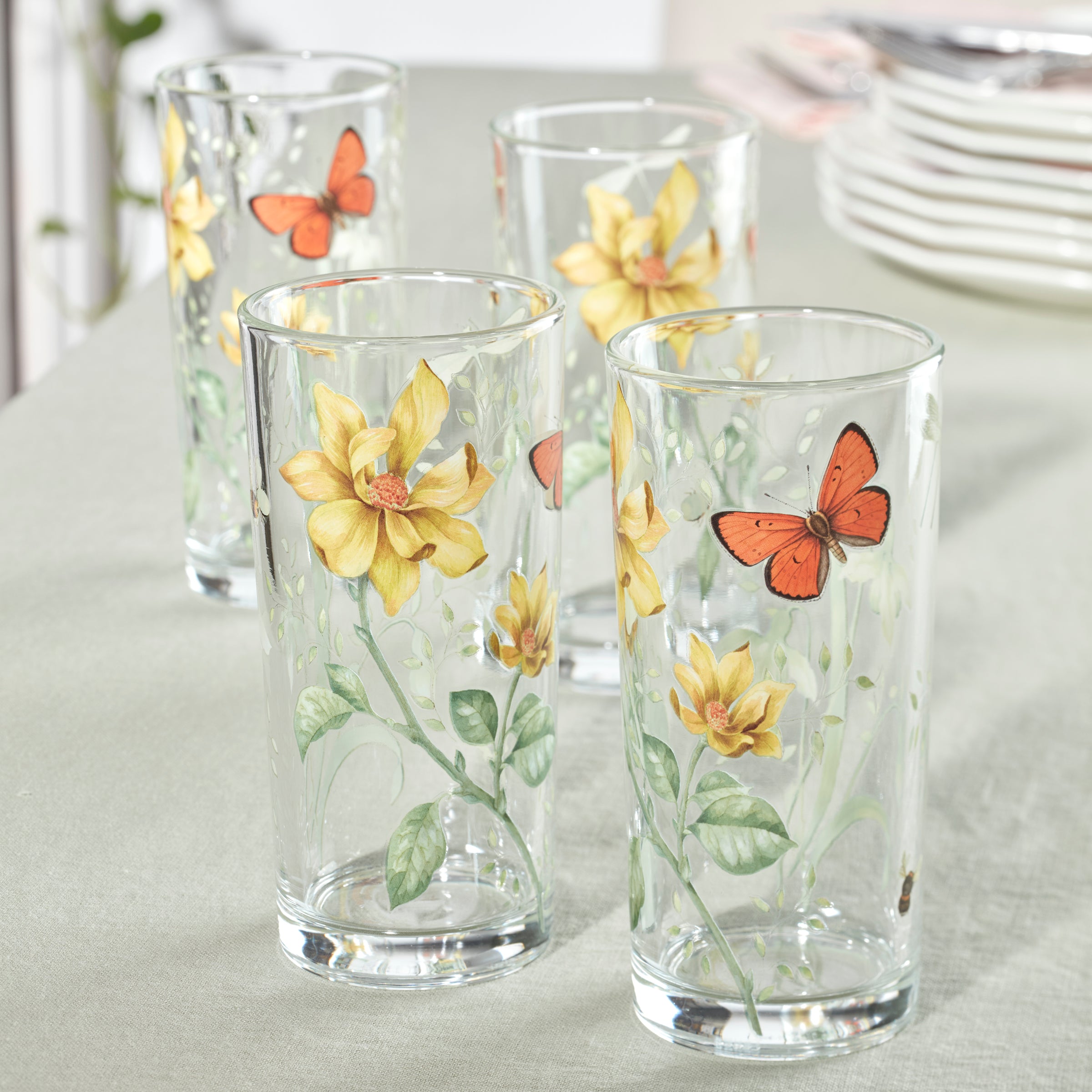 Butterfly Meadow Decal Highball. Set of 4 - Image 2