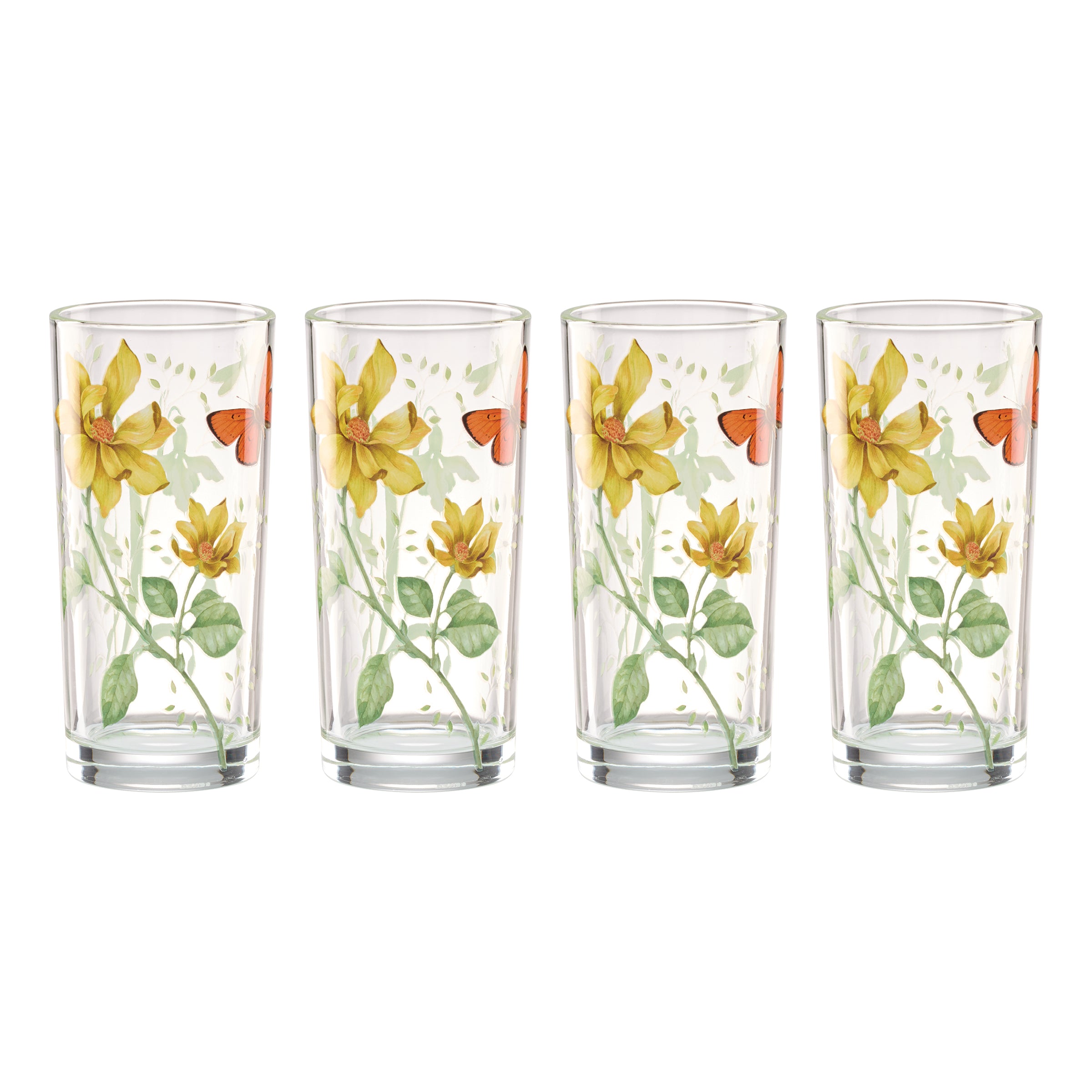 Butterfly Meadow Decal Highball. Set of 4