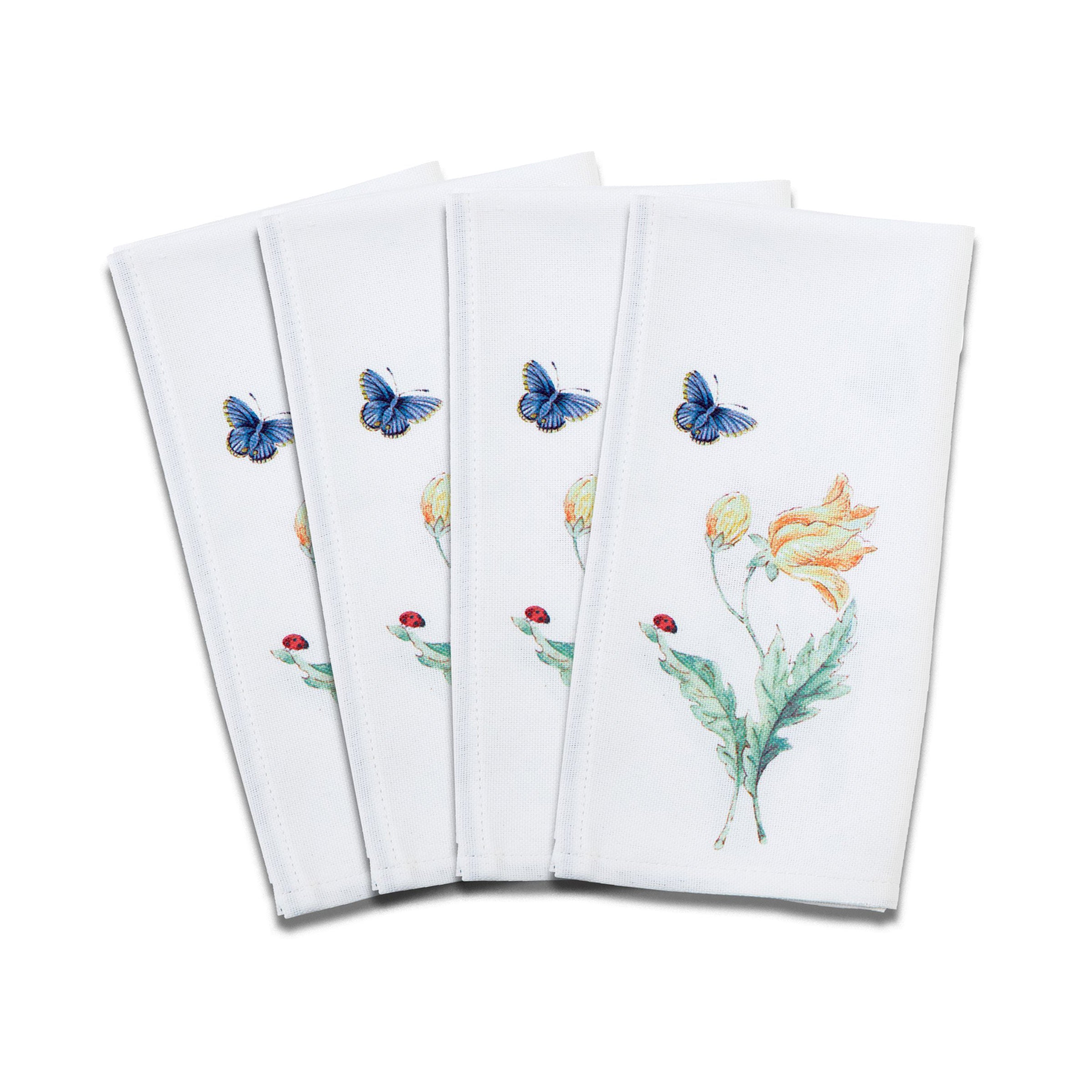 Butterfly Meadow Garden Dinner Napkins. Set of 4