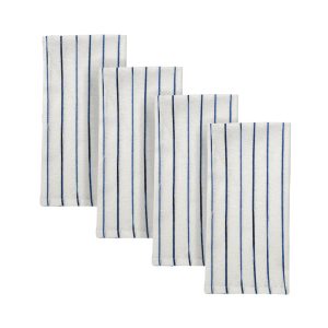 Blue Bay Stripe Dinner Napkins. Set of 4