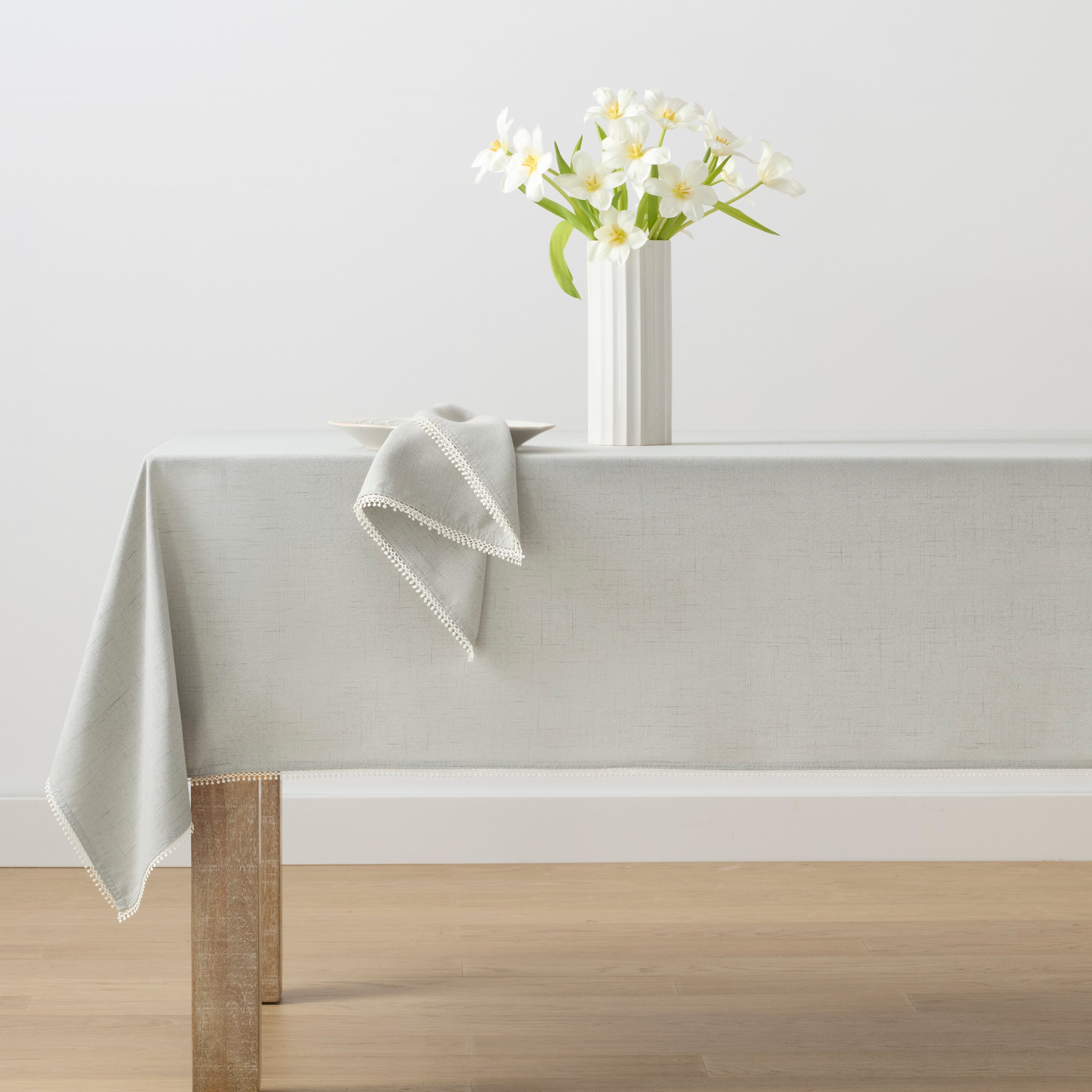 French Perle Solid Dove Grey 60x102 Tablecloth - Image 2