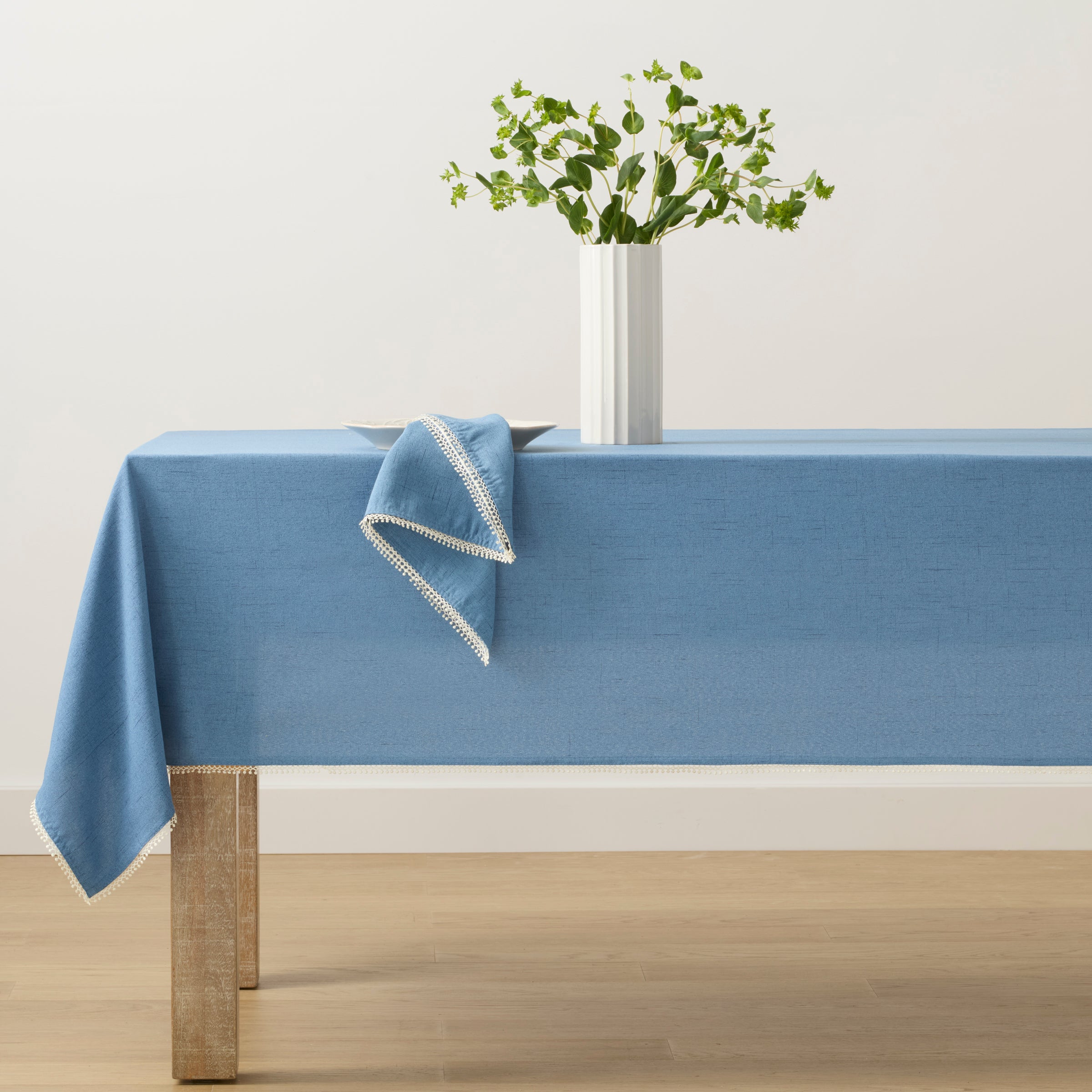 French Perle Solid Periwinkle 60x120 Tablecloth - Image 2