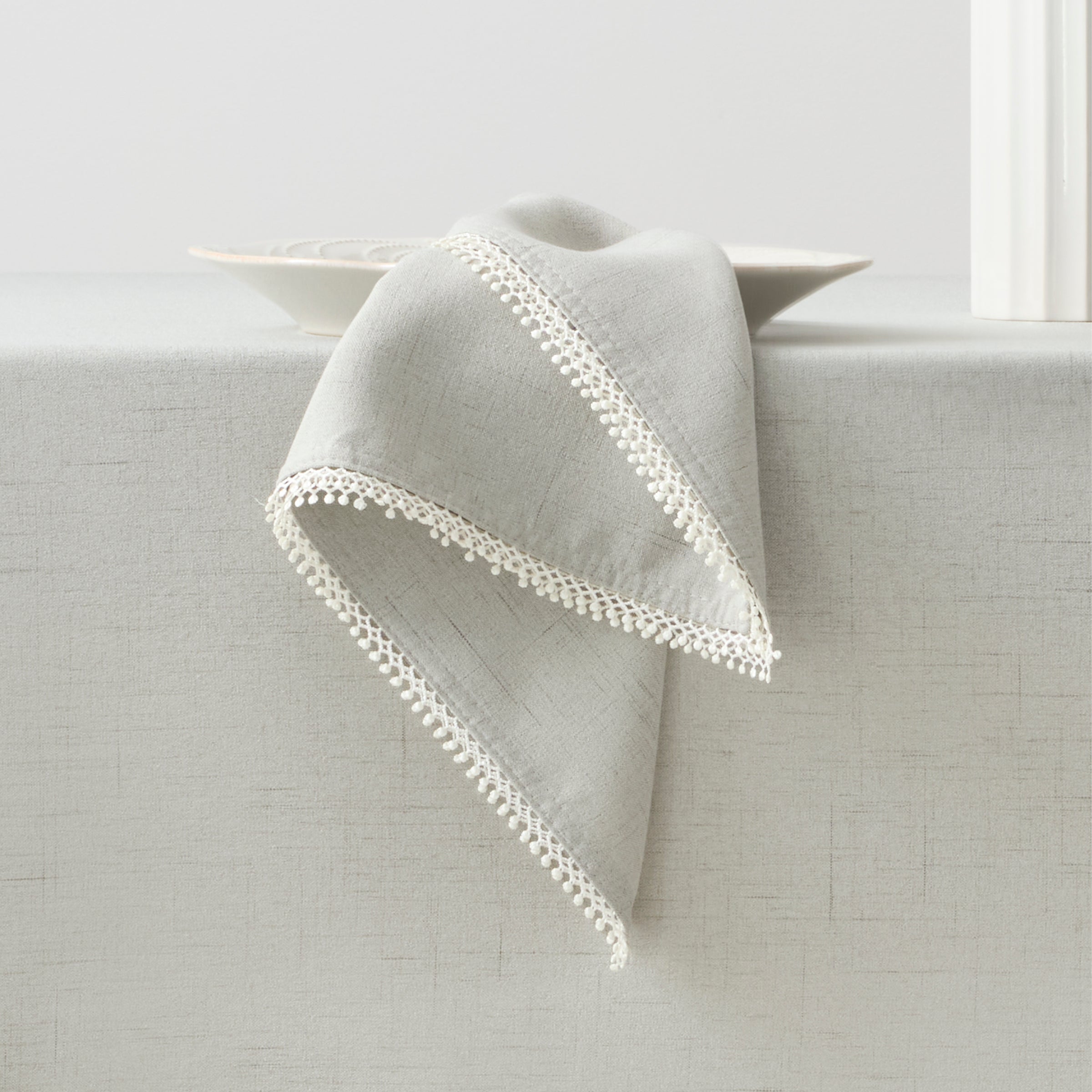 French Perle Solid Dove Grey Dinner Napkins. Set of 4