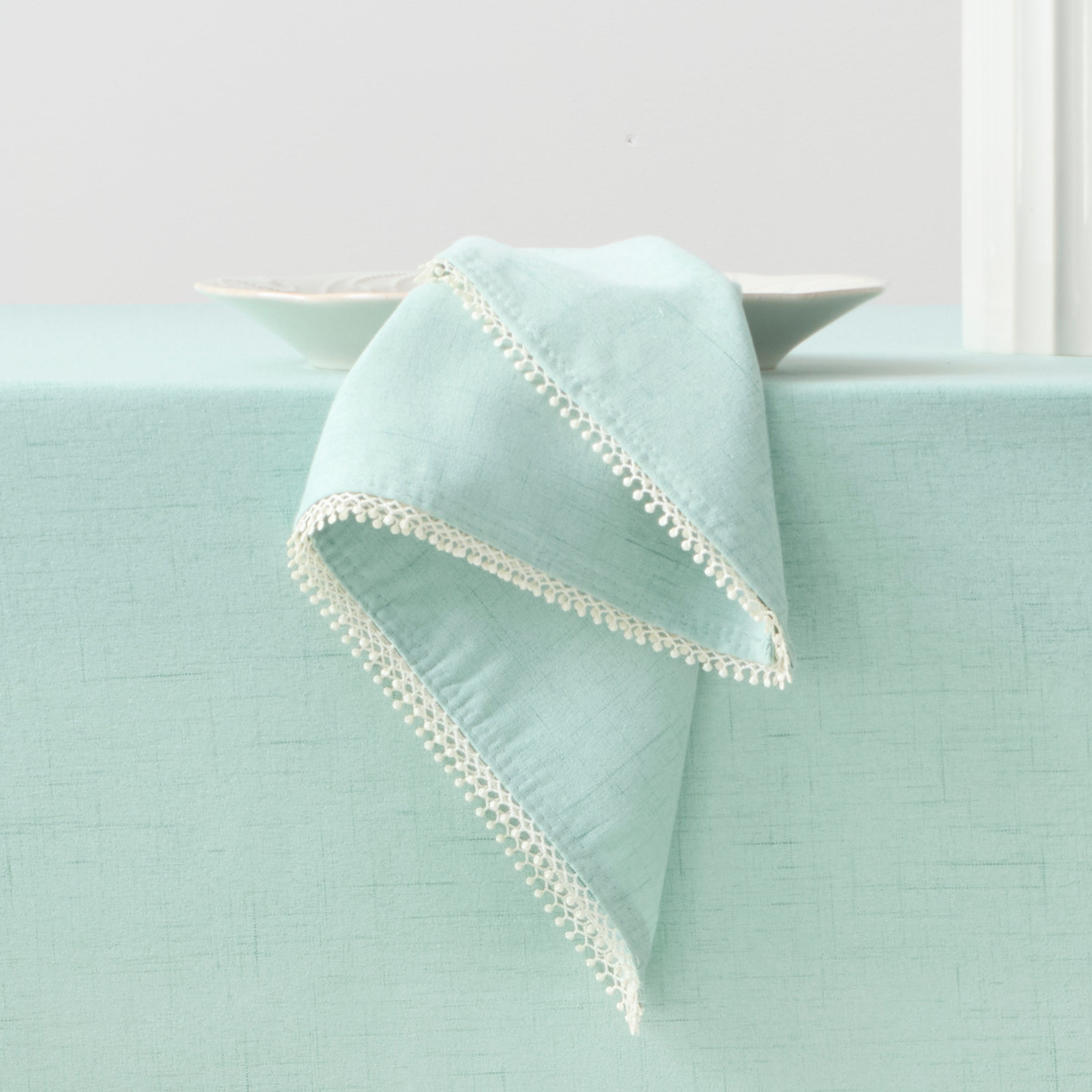 French Perle Solid Ice Blue Dinner Napkins. Set of 4