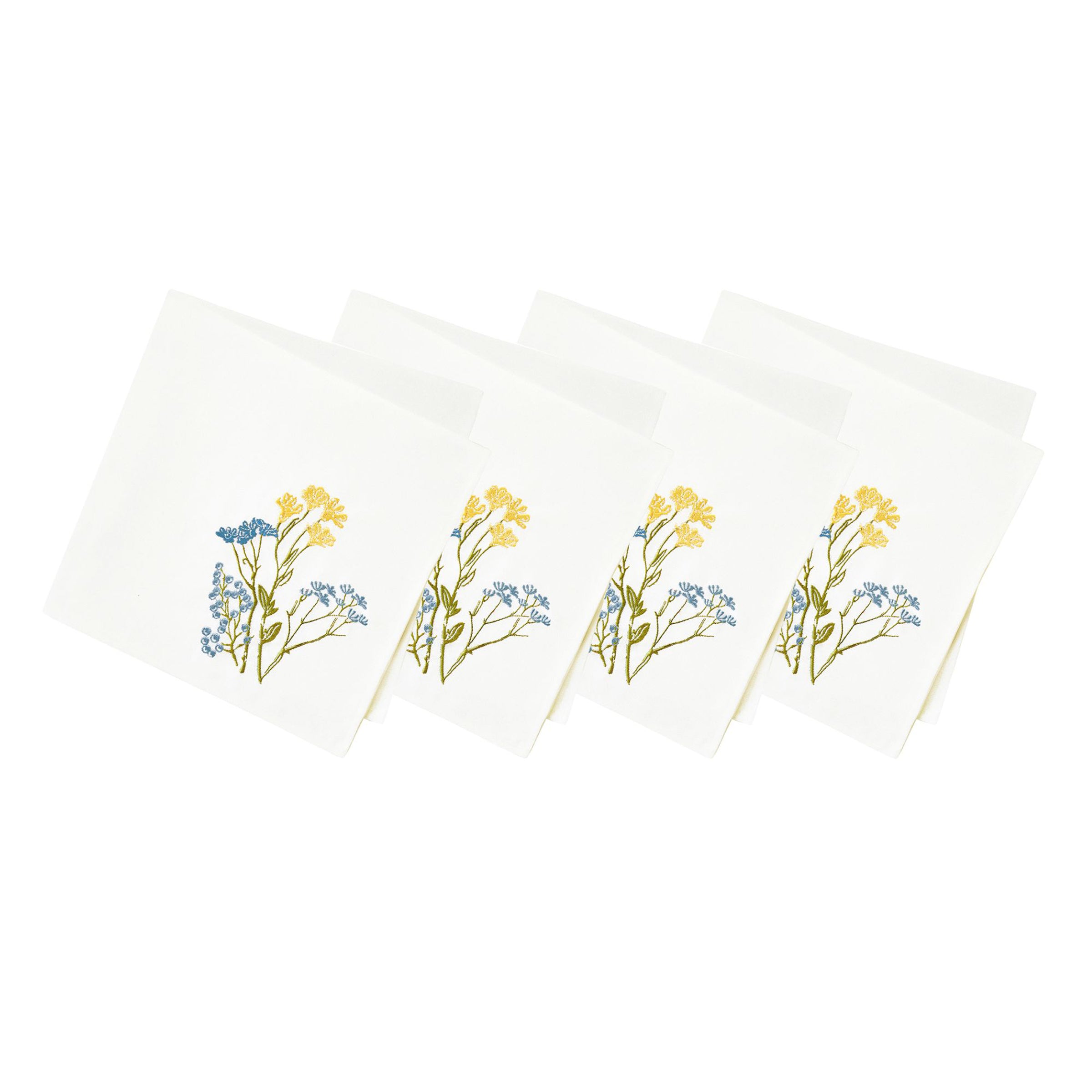 Wildflowers Border Dinner Napkins. Set of 4