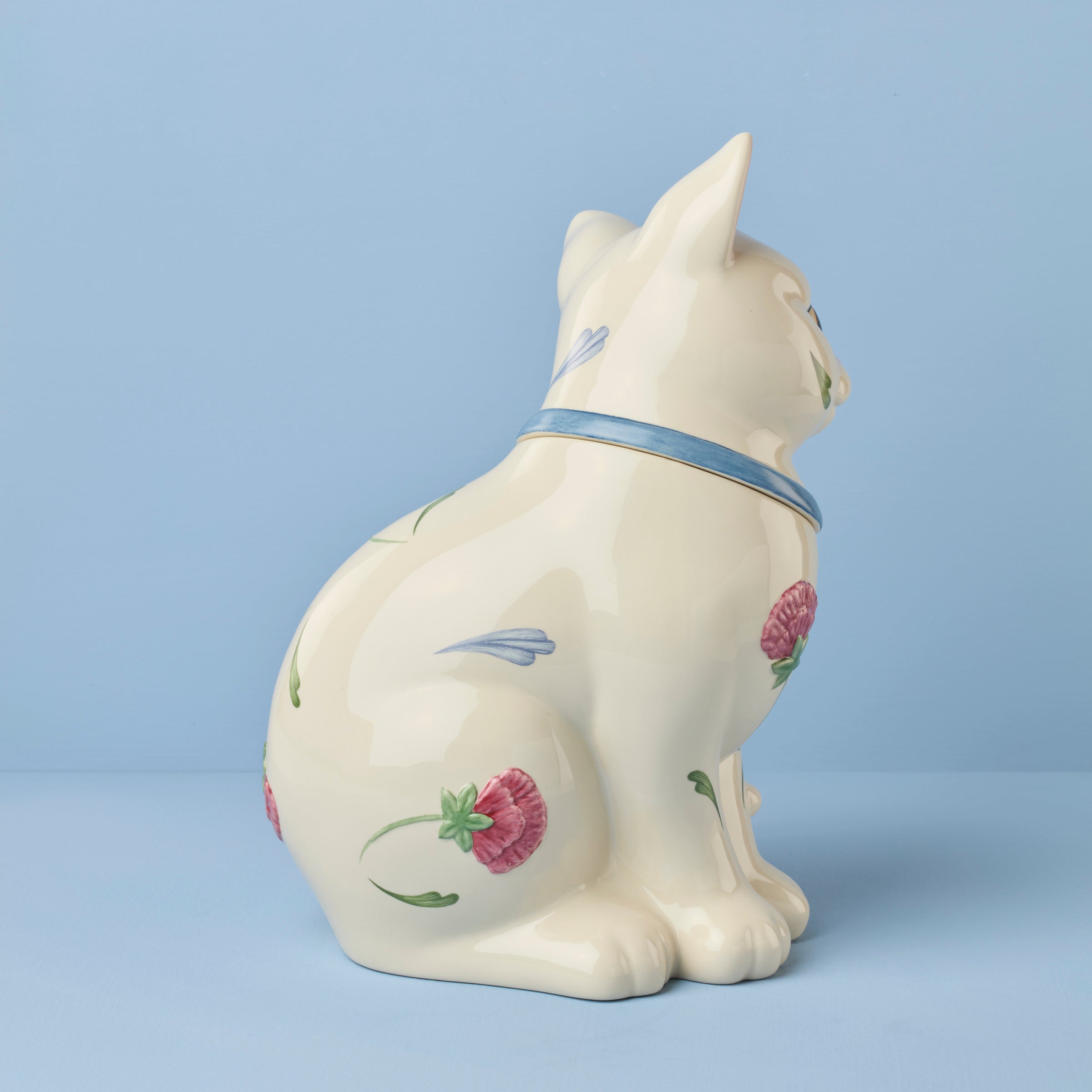 Poppies on Blue Kitten Cookie Jar - Image 4
