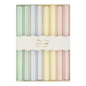 Alternative view of Pastel Striped Table Candles. Set of 8