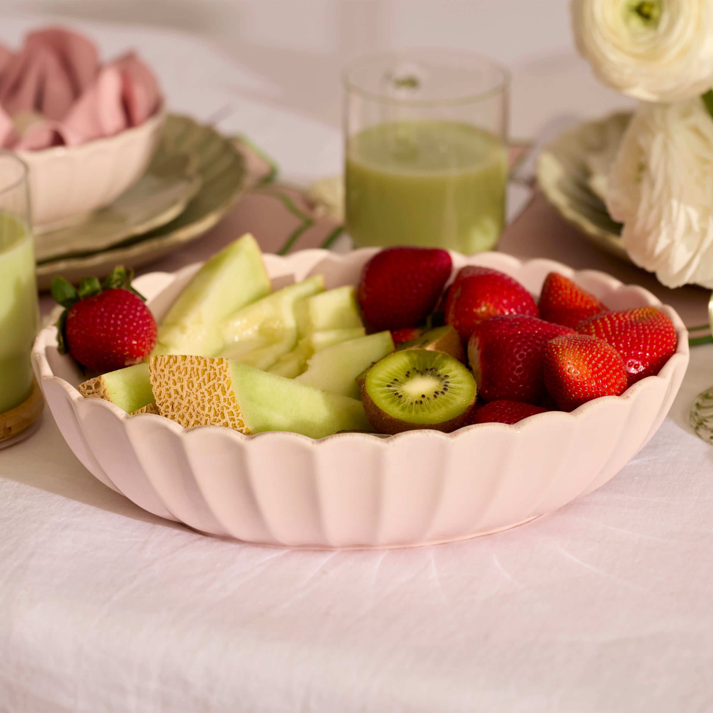 French Perle Scallop Blush Serving Bowl - Image 2