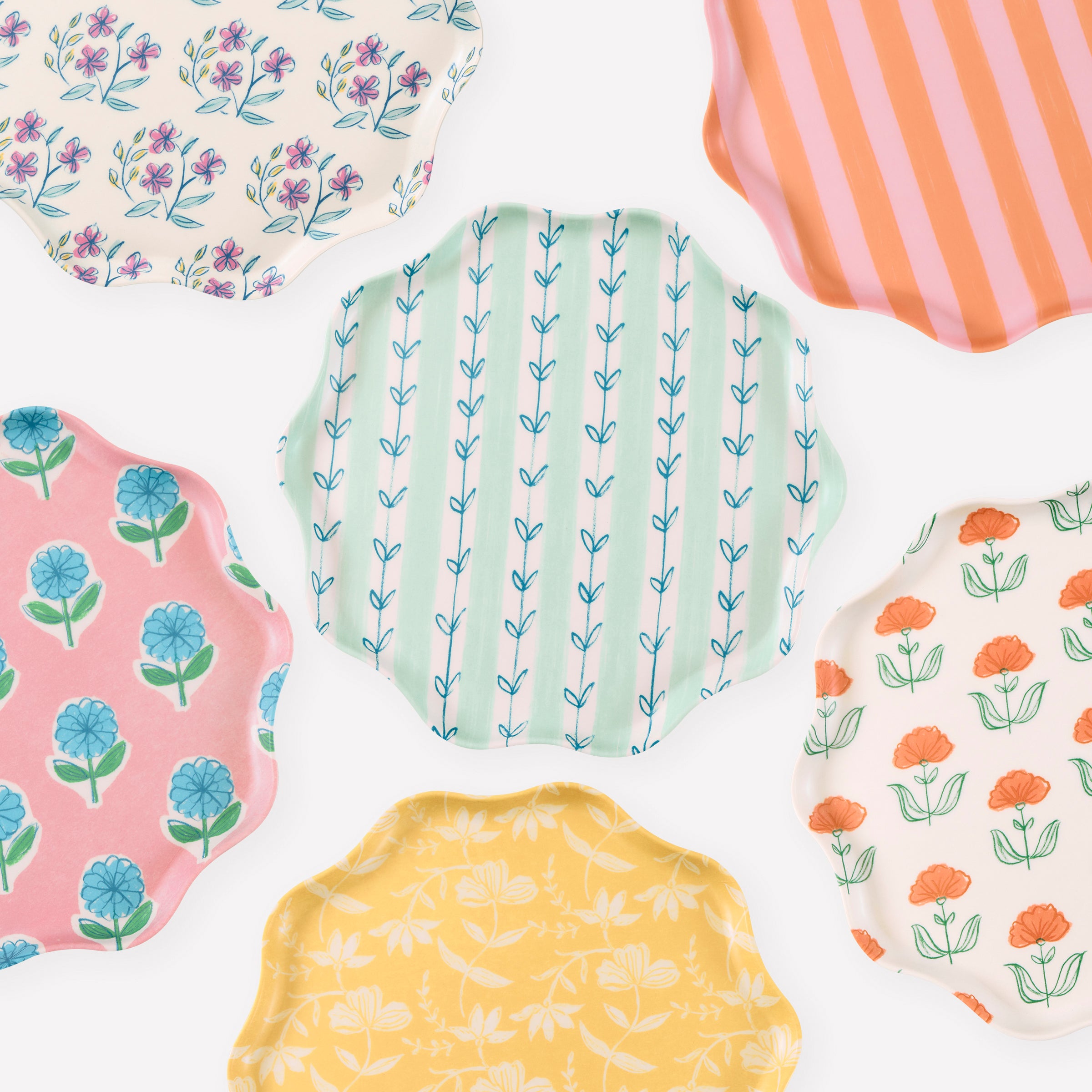 Flora Reusable Large Plates. Set of 6