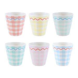 Gingham Reusable Cups. Set of 6