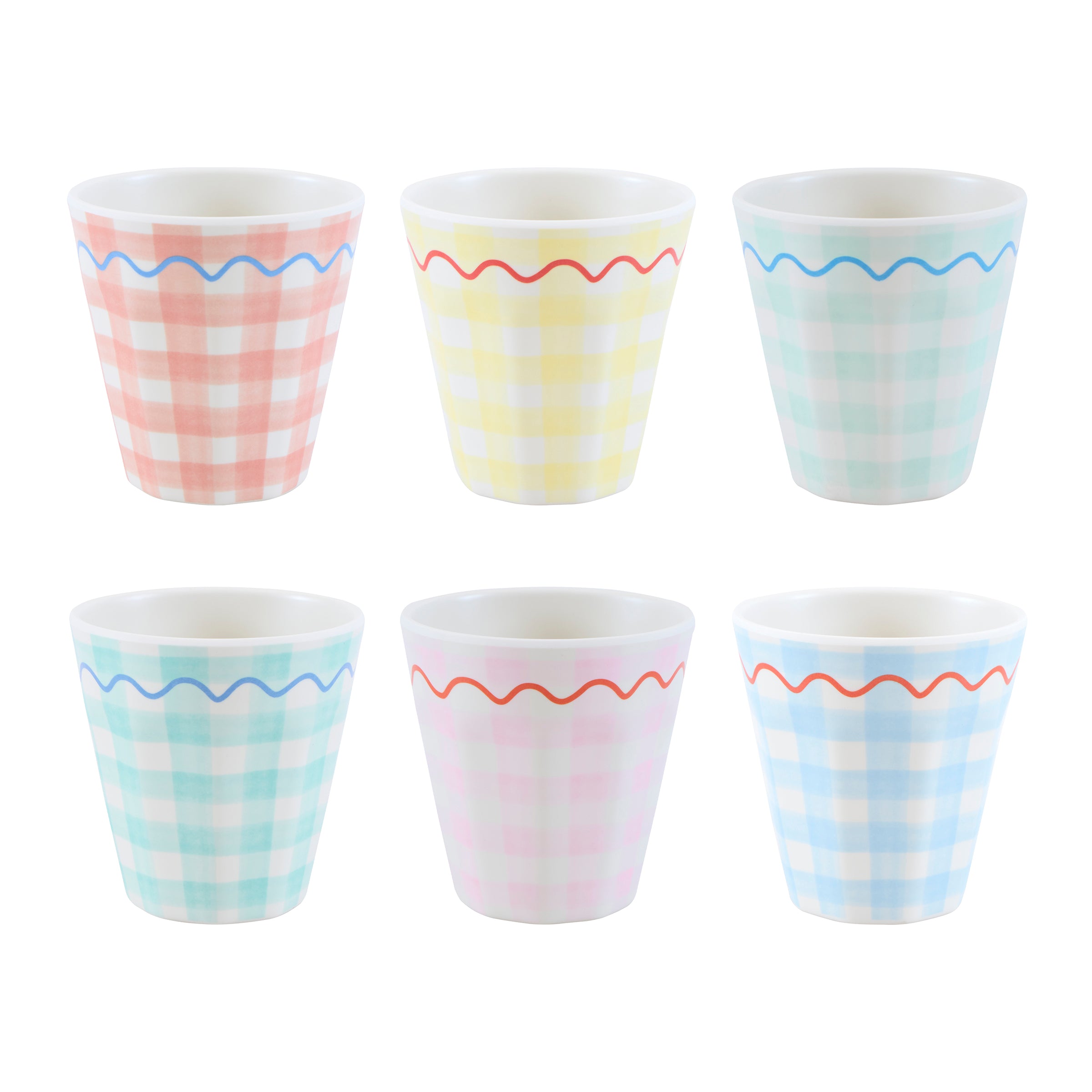 Gingham Reusable Cups. Set of 6