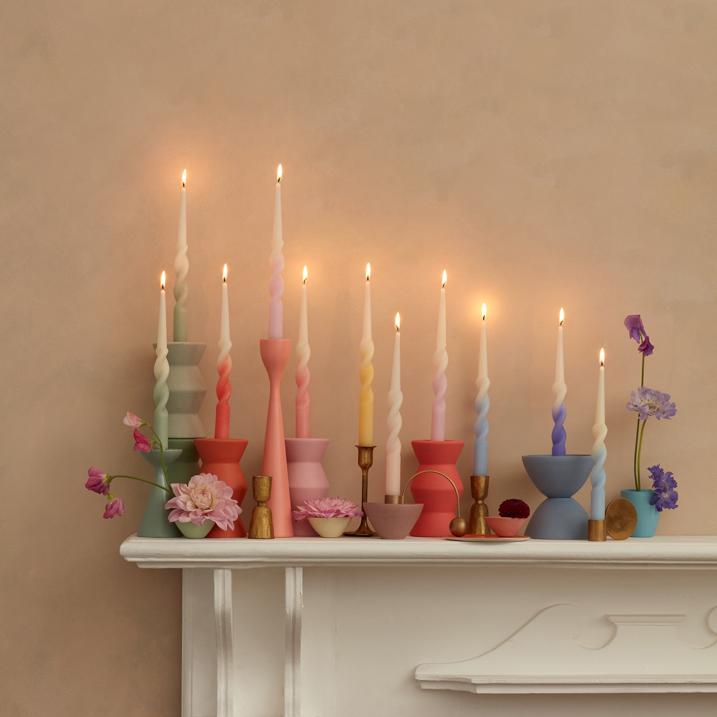 Rainbow Twisted Table Candles. Set of 8 - Image 3