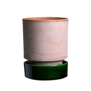Alternative view of Hoff Raw Rosa & Glazed Emerald Green 8cm Pots. Set of 2