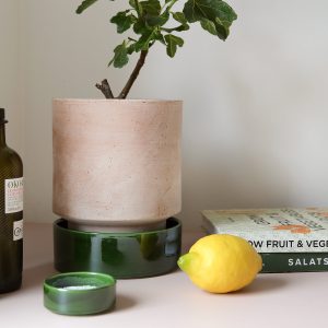 Alternative view of Hoff Raw Rosa & Glazed Emerald Green 14cm Pot with Saucer