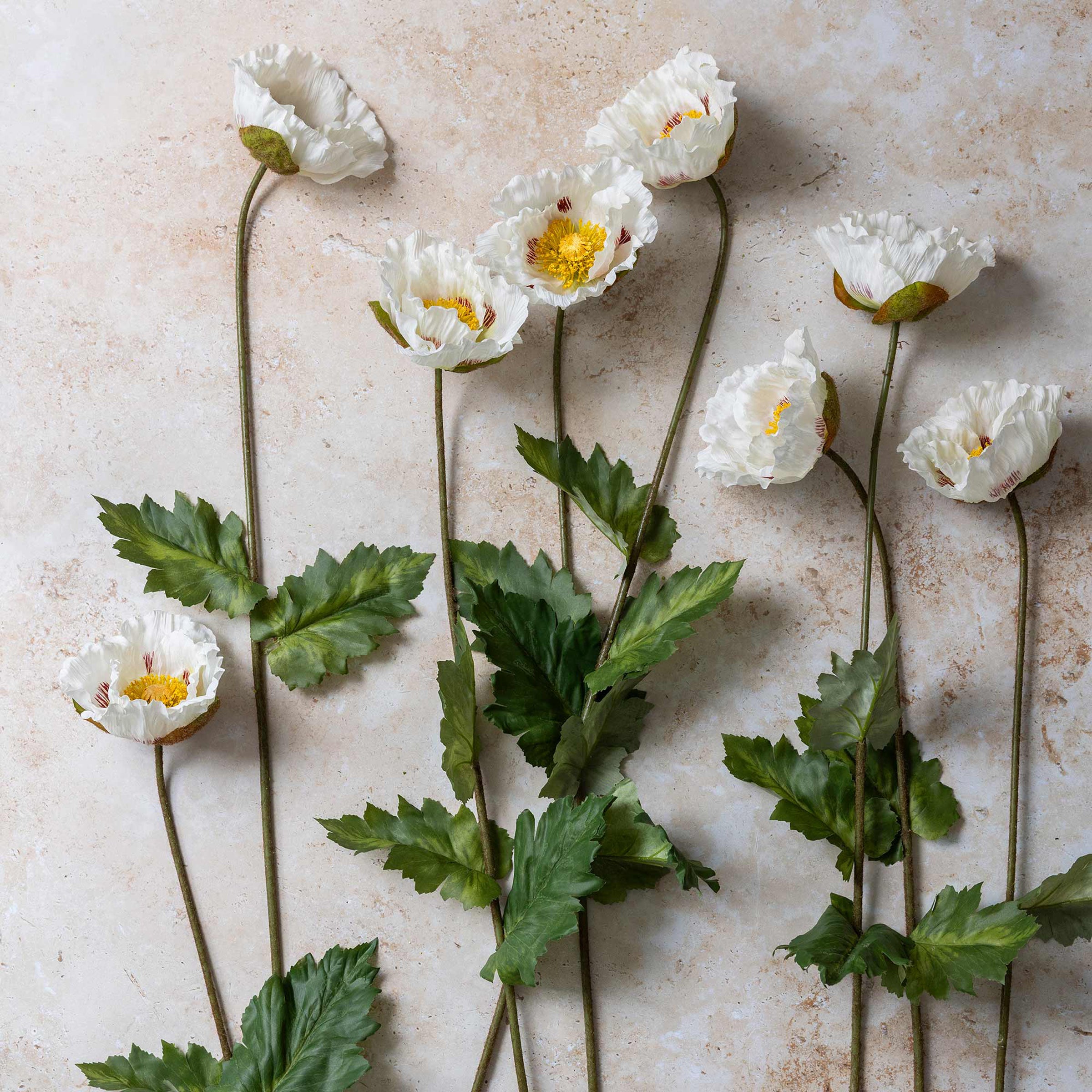 Artificial White Poppy Stem - Image 3