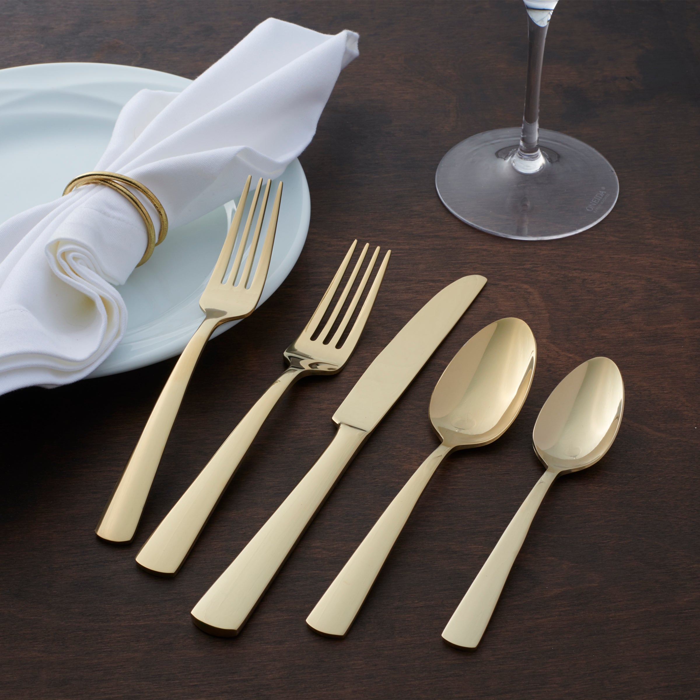 Aptitude Champagne Satin 20-Piece Flatware Set - Image 5