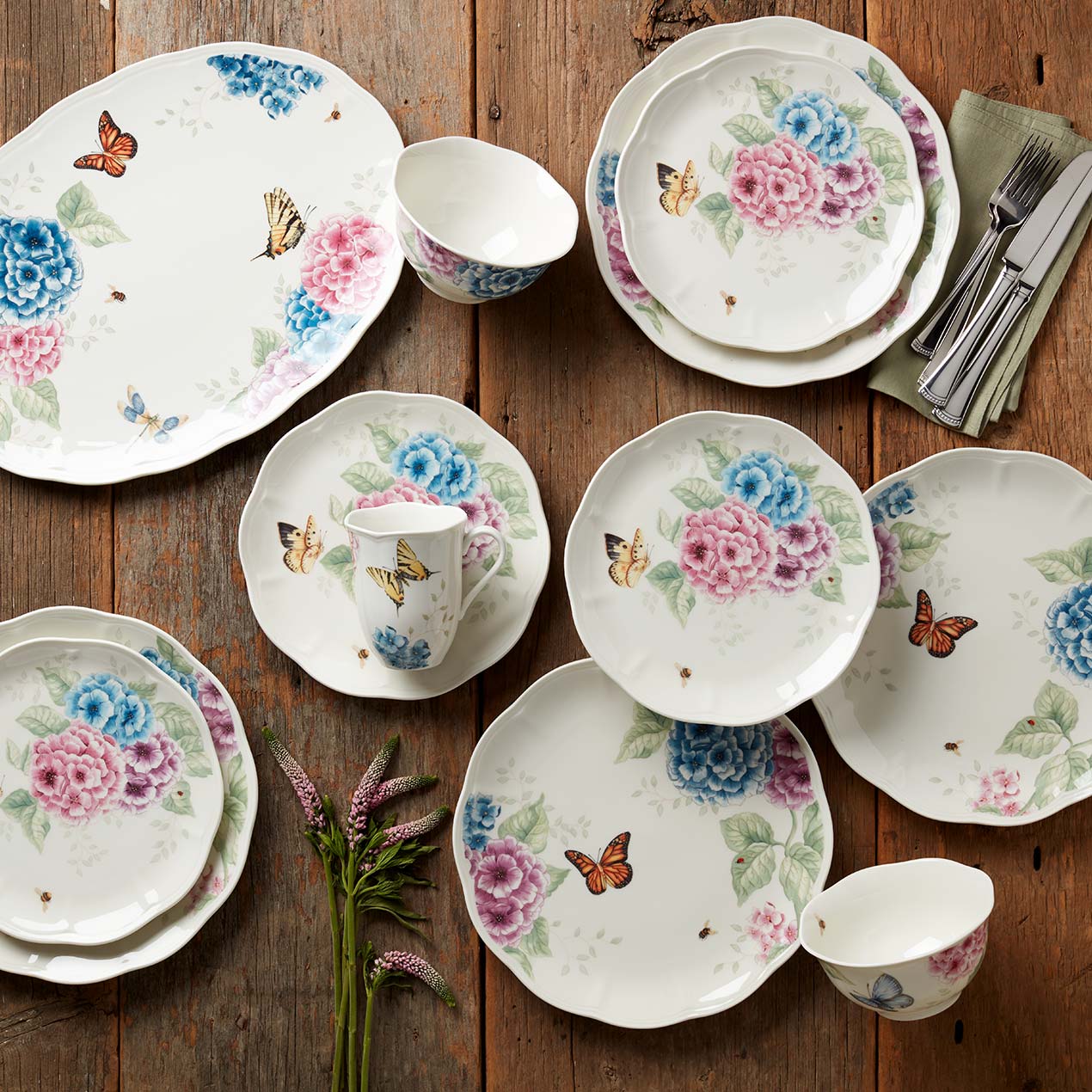 Butterfly Meadow Hydrangea Mugs. Set of 4 - Image 2