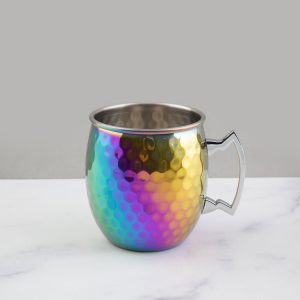 Alternative view of Hammered Rainbow Moscow Mule Mugs. Set of 4