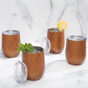 Alternative view of Insulated Woodgrain Wine Tumblers. Set of 4