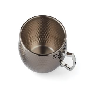 Alternative view of Hammered Black Moscow Mule Mugs. Set of 2