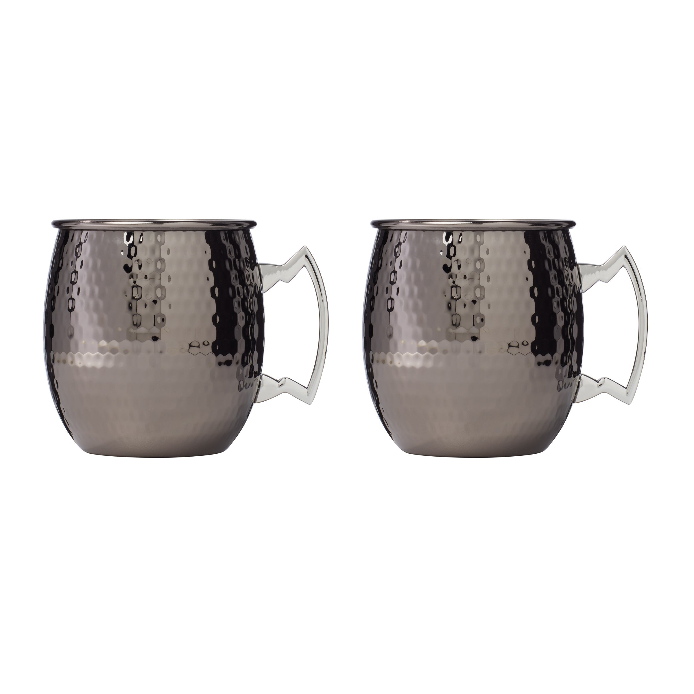 Hammered Black Moscow Mule Mugs. Set of 2
