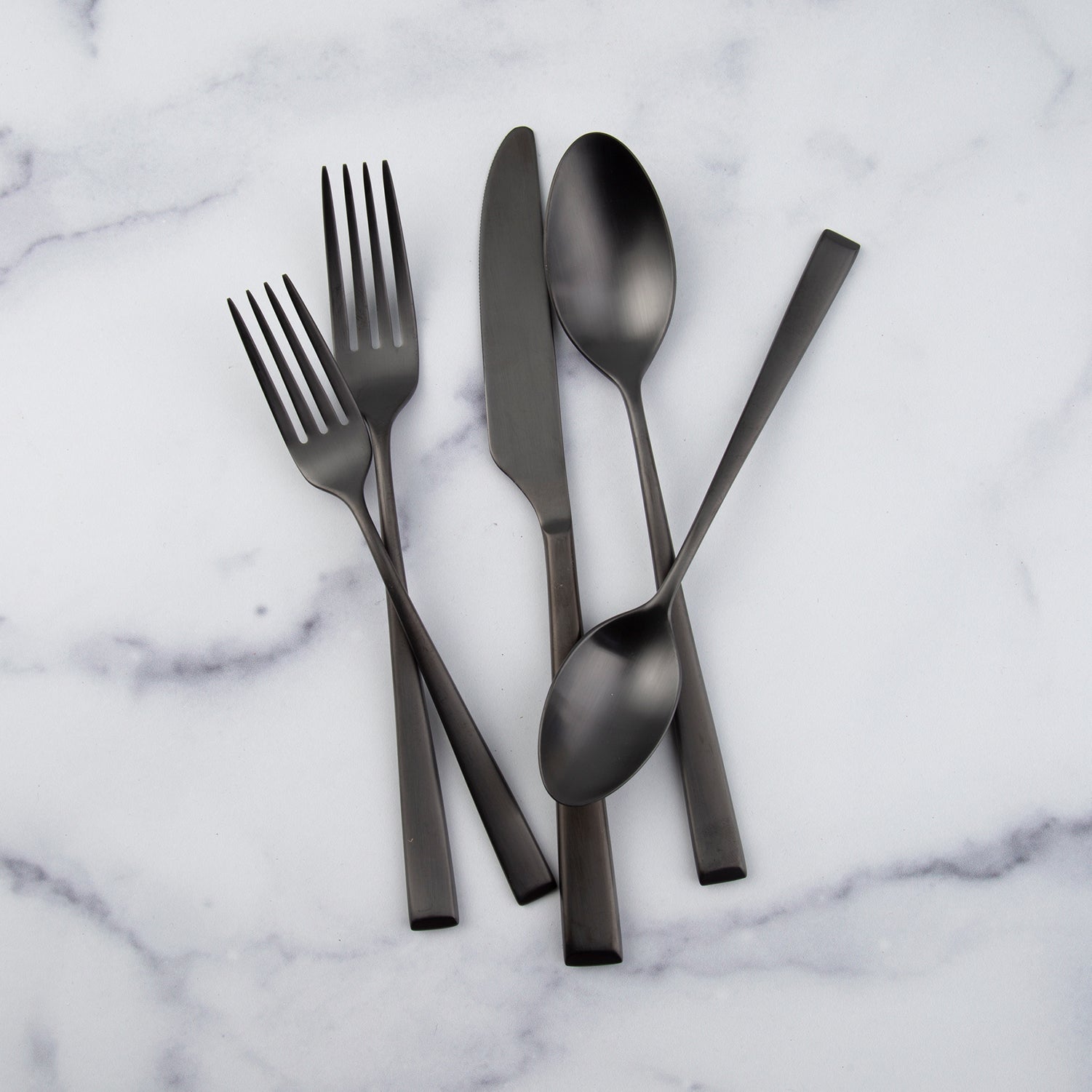 Marlise Black Satin 20-Piece Flatware Set - Image 5