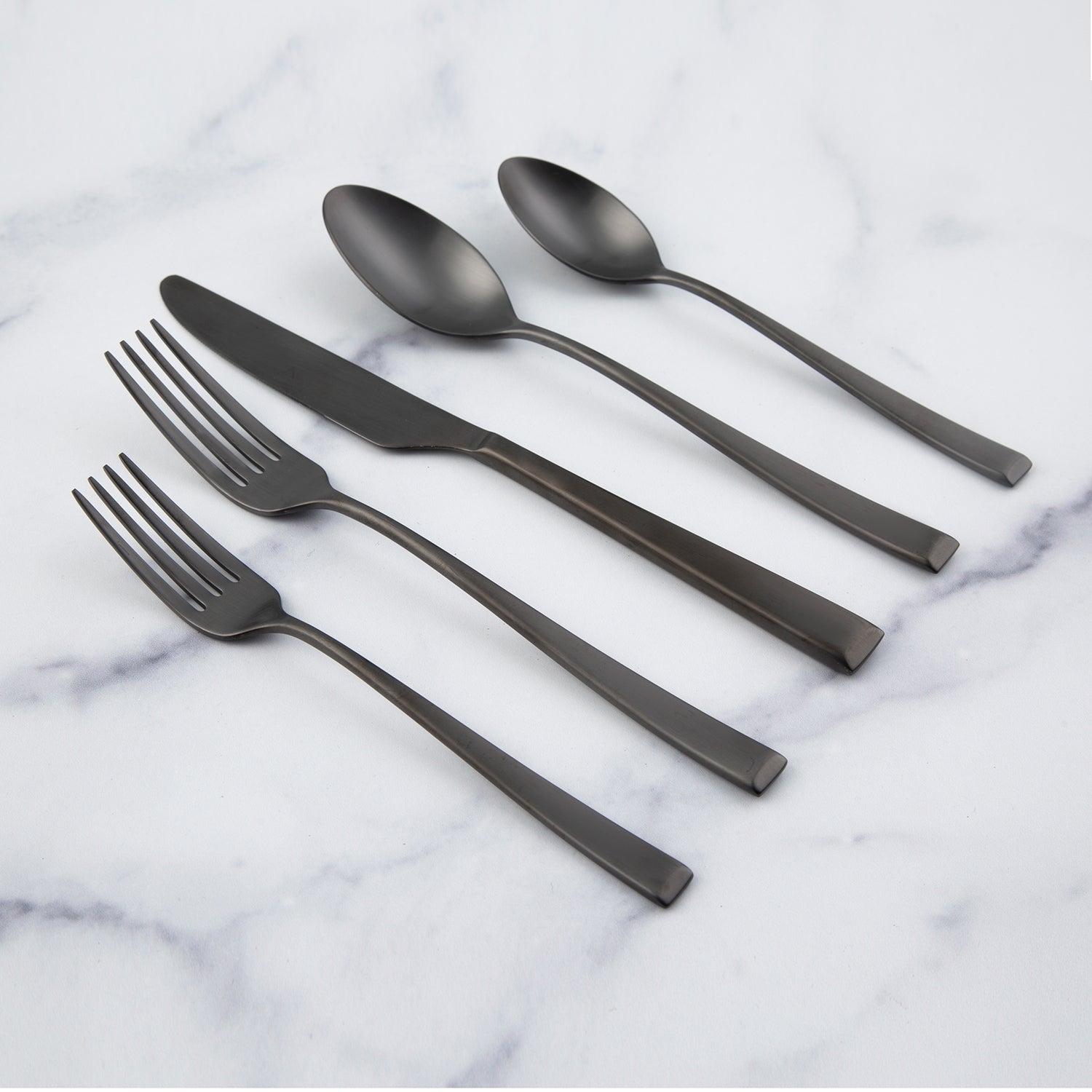 Marlise Black Satin 20-Piece Flatware Set - Image 3