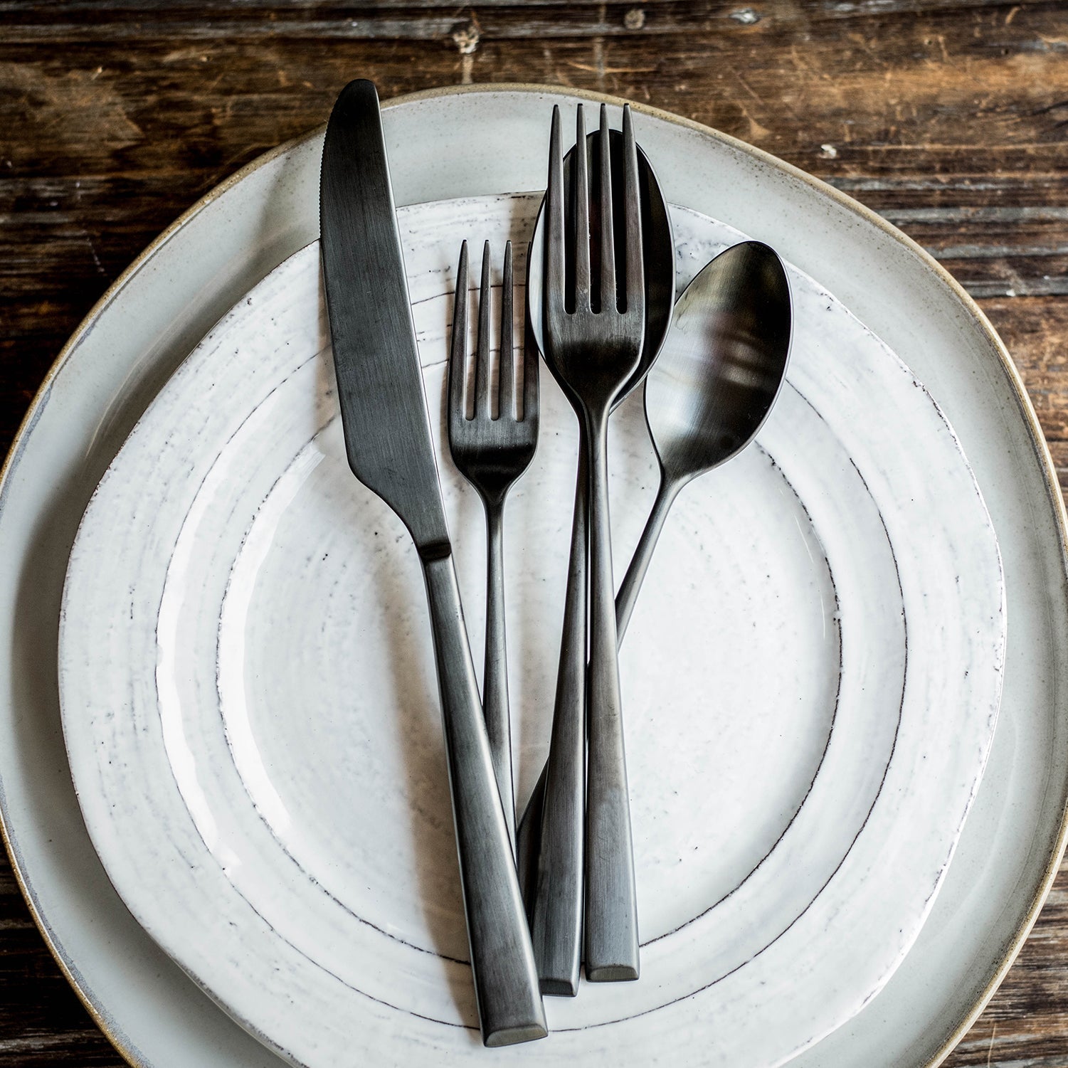 Marlise Black Satin 20-Piece Flatware Set - Image 6