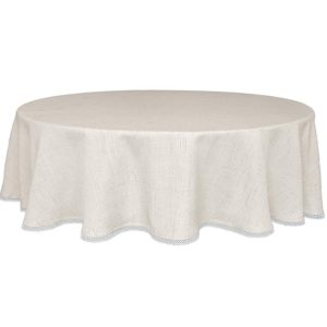 French Perle Solid Natural 70x70 Round Tablecloth
