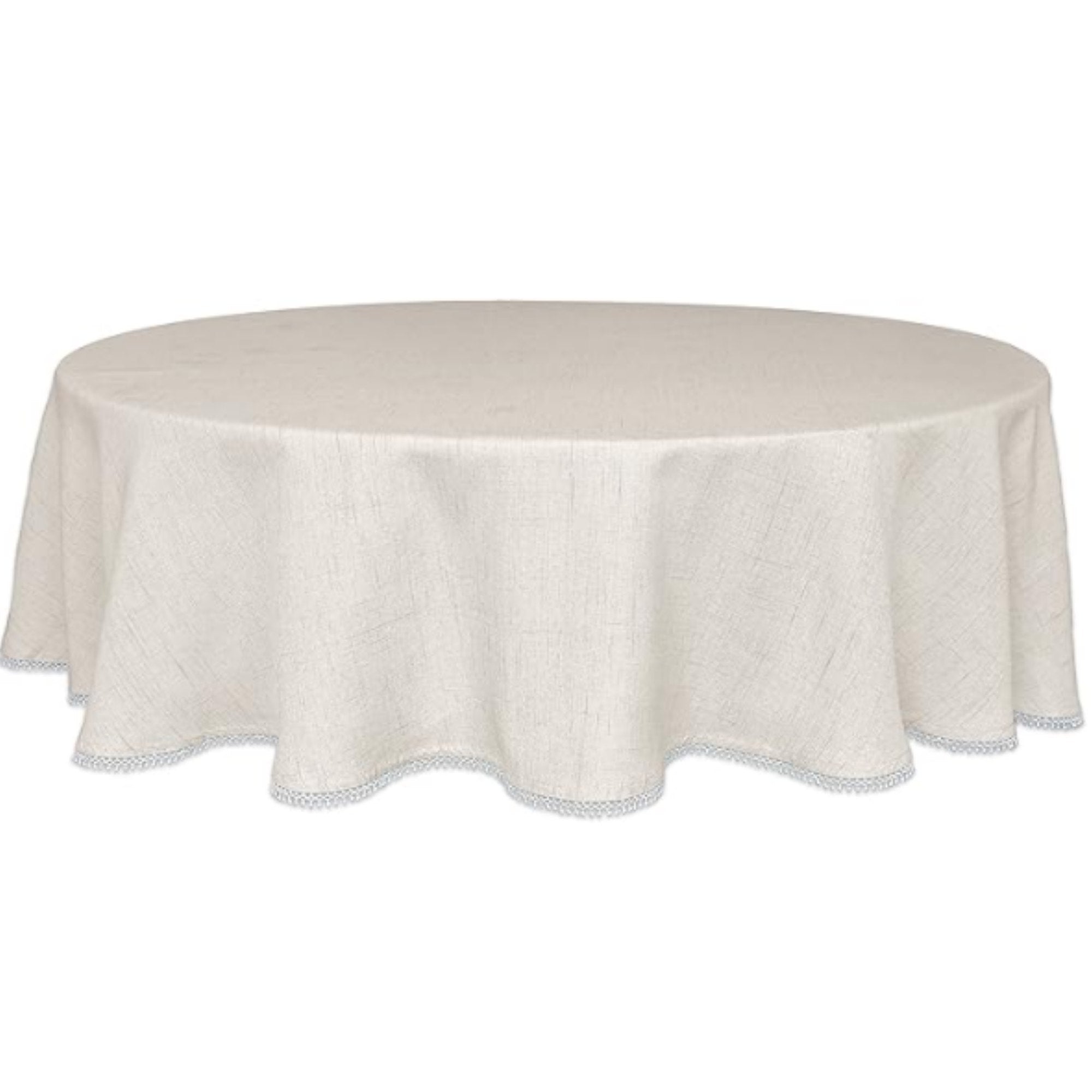 French Perle Solid Natural 70x70 Round Tablecloth
