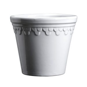 Alternative view of Kobenhavner Glazed Mineral White 16cm Pot with Saucer