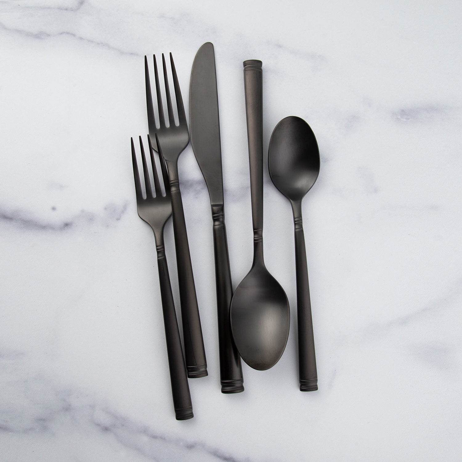 Emmy Black Satin 20-Piece Flatware Set - Image 4
