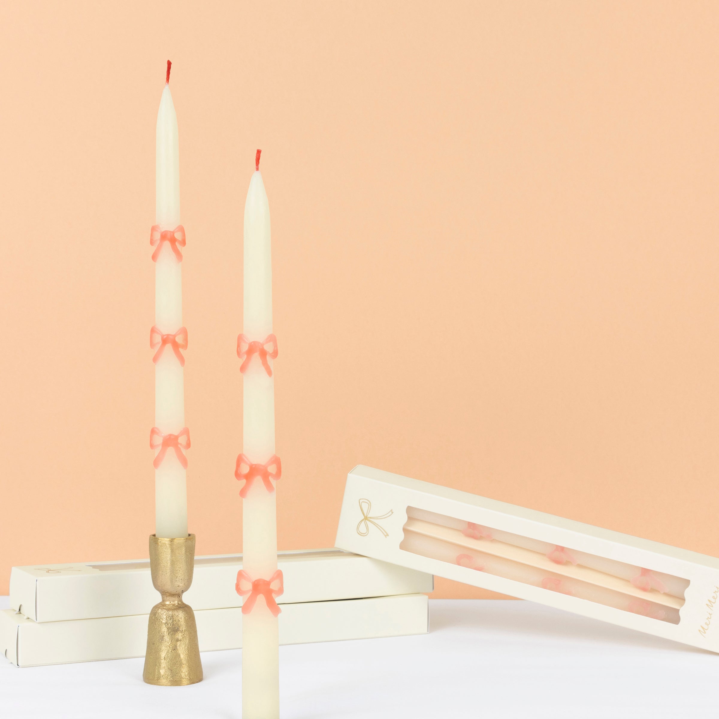 Pink Bow Taper Candles. Set of 2 - Image 4