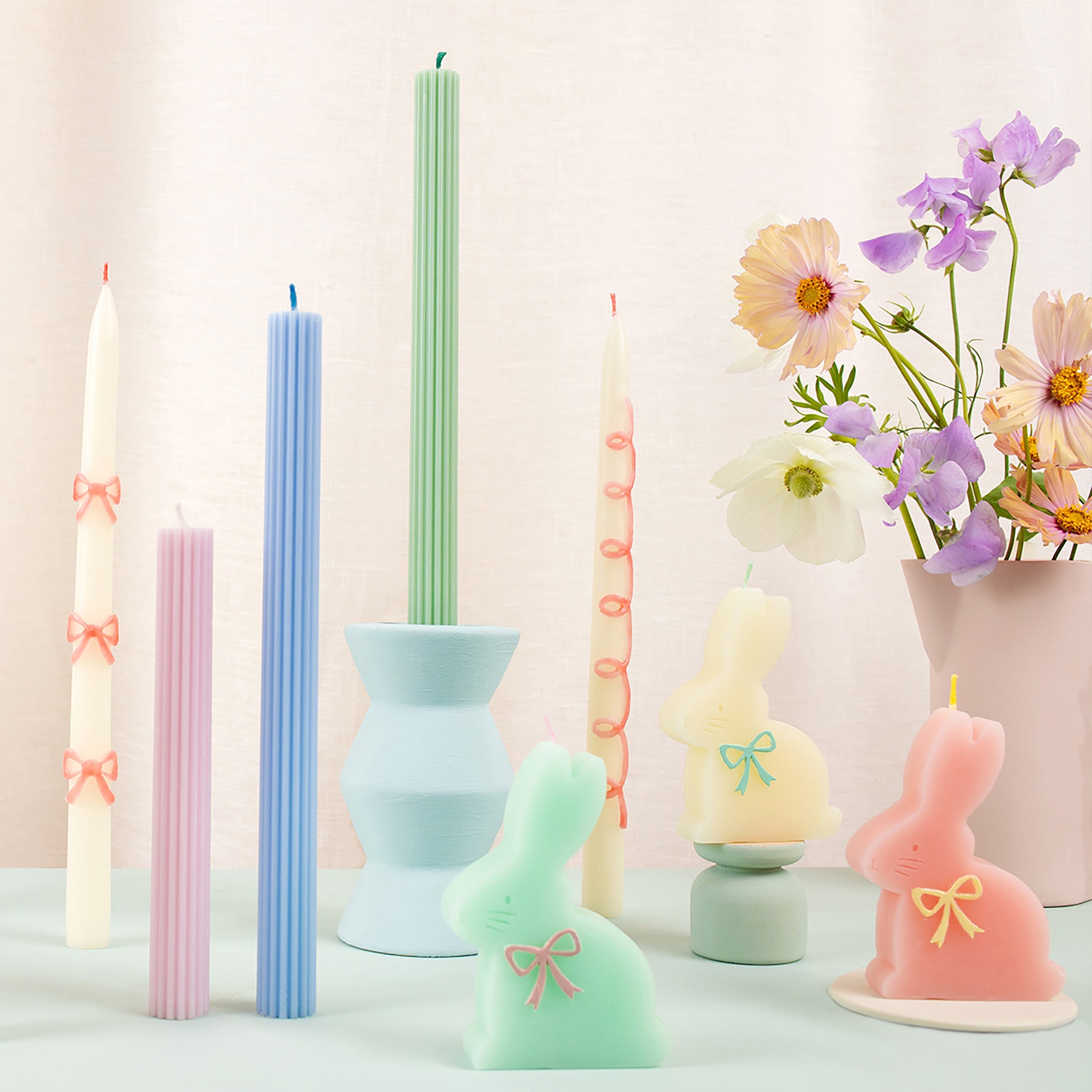 Pink Bow Taper Candles. Set of 2 - Image 5