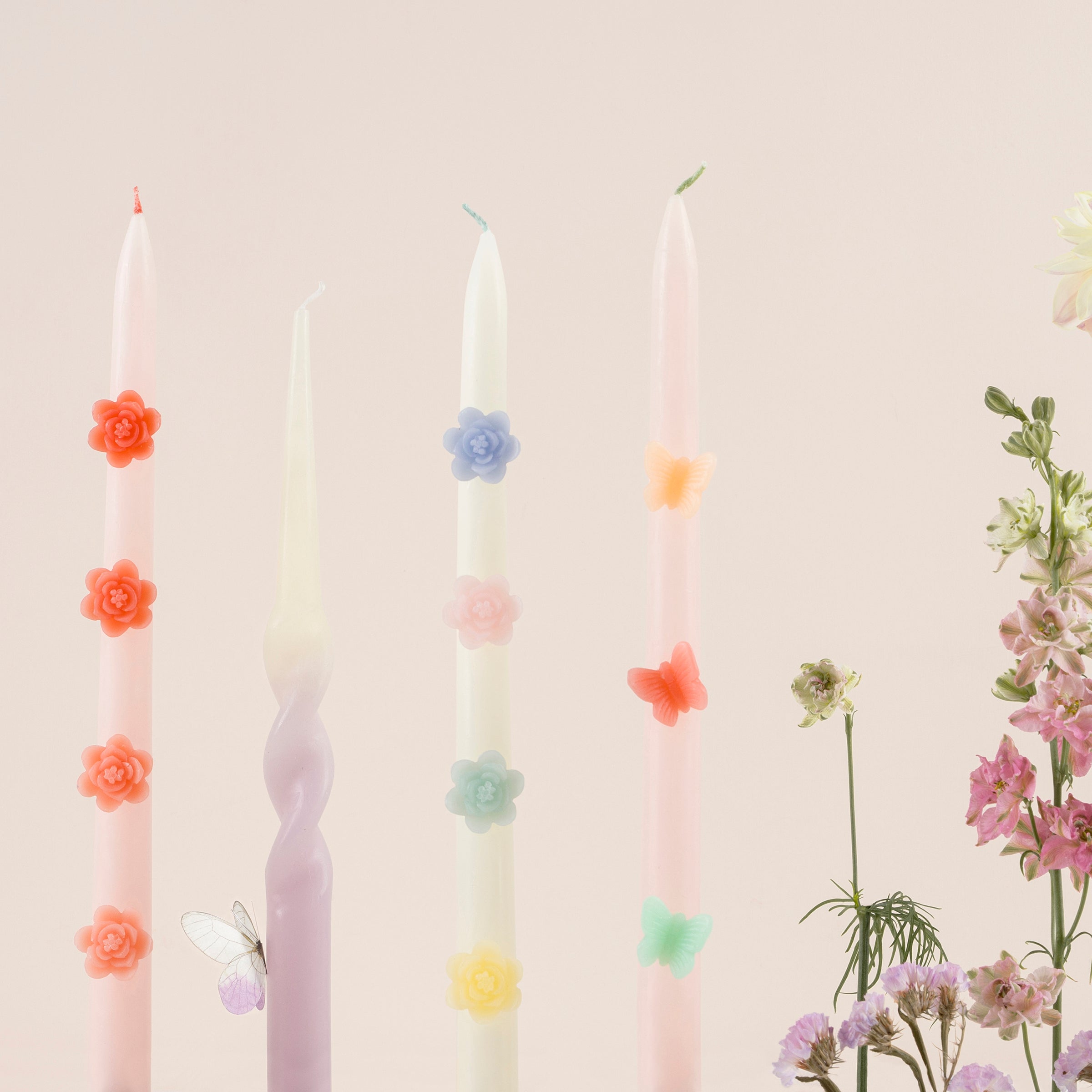 Pastel Flowers Taper Candles. Set of 2 - Image 5