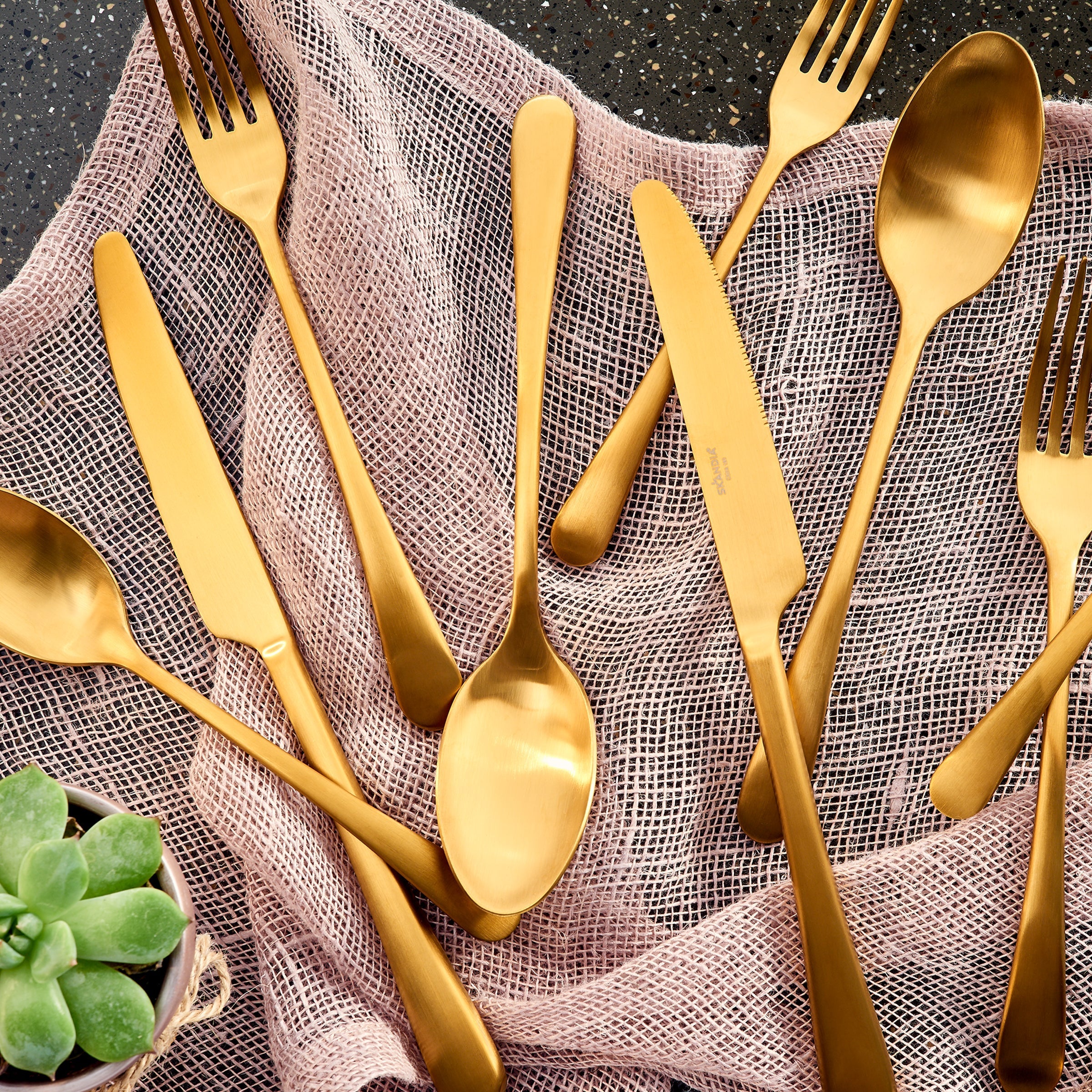 Mirabella Gold Titanium Satin 20-Piece Flatware Set - Image 3